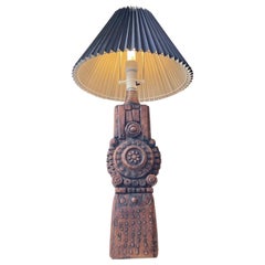 Bernard. Rooke Sculptural Totem Table Lamp in Studio Stoneware, 1970s