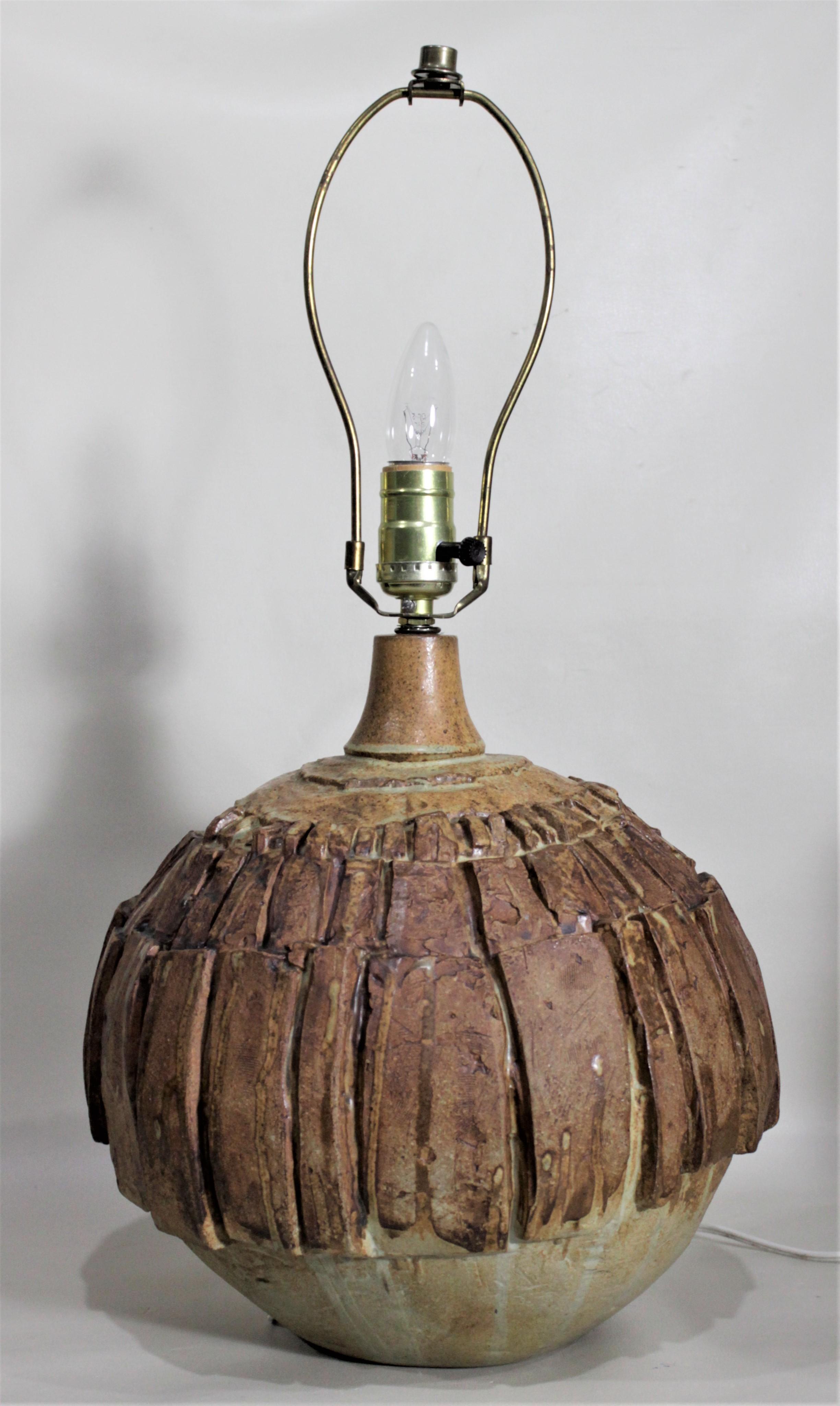 Bernard Rooke Signed Mid-Century Modern Brutalist Art Pottery Table Lamp 4
