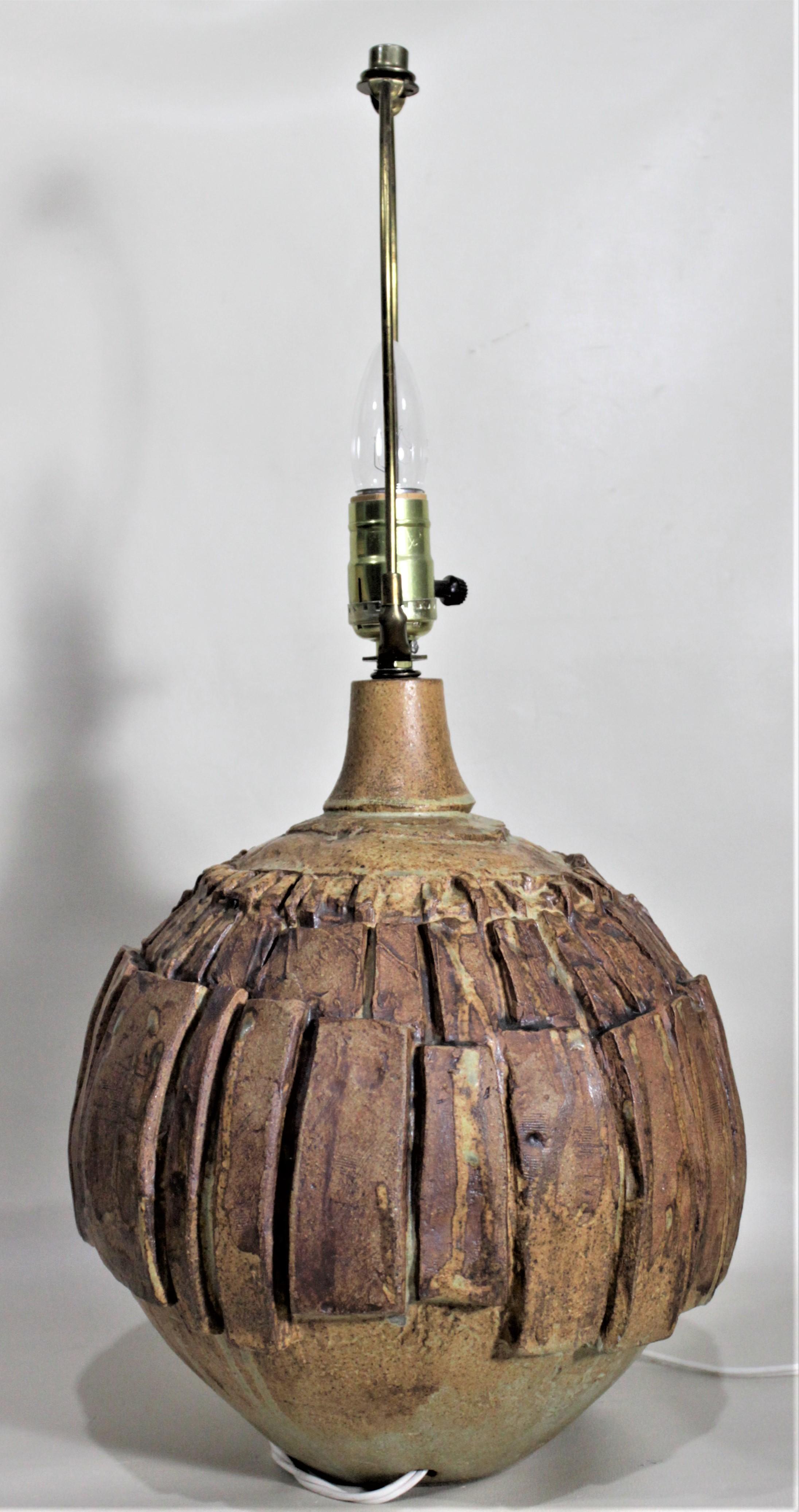 Bernard Rooke Signed Mid-Century Modern Brutalist Art Pottery Table Lamp 5
