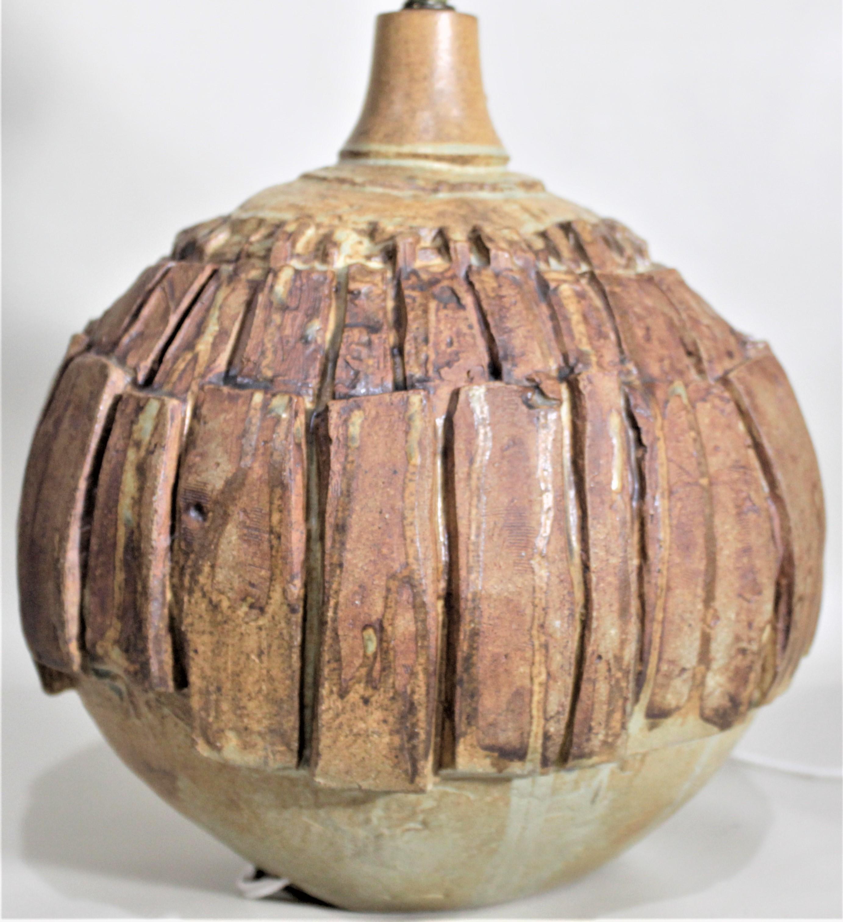 Bernard Rooke Signed Mid-Century Modern Brutalist Art Pottery Table Lamp 8