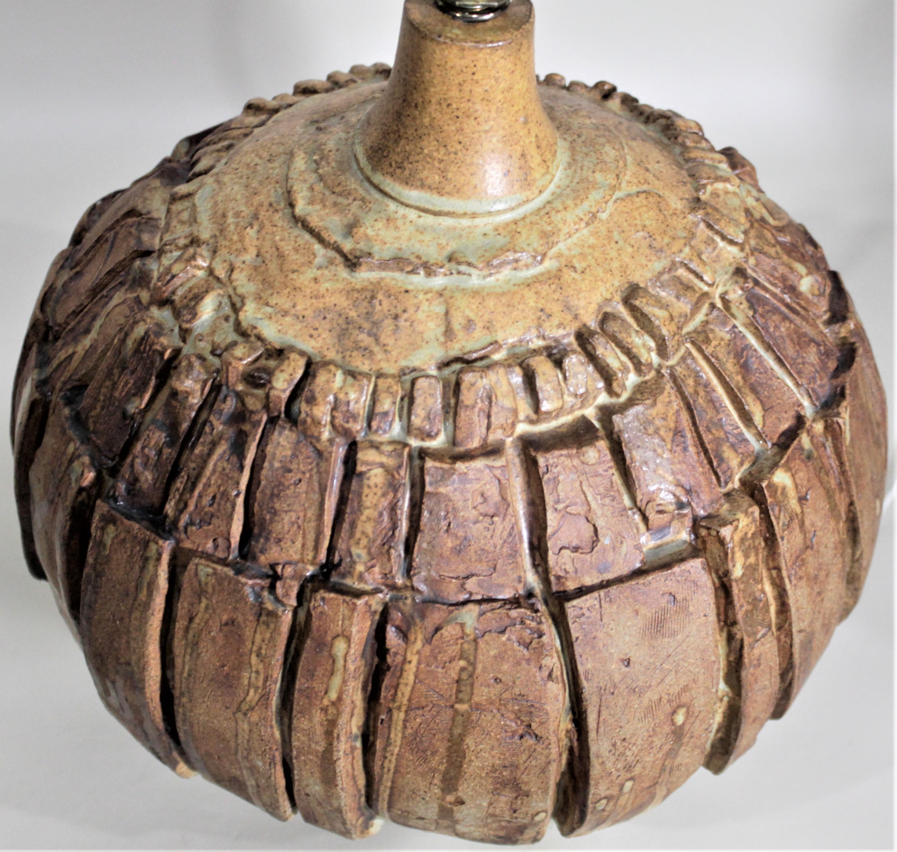 Bernard Rooke Signed Mid-Century Modern Brutalist Art Pottery Table Lamp 10