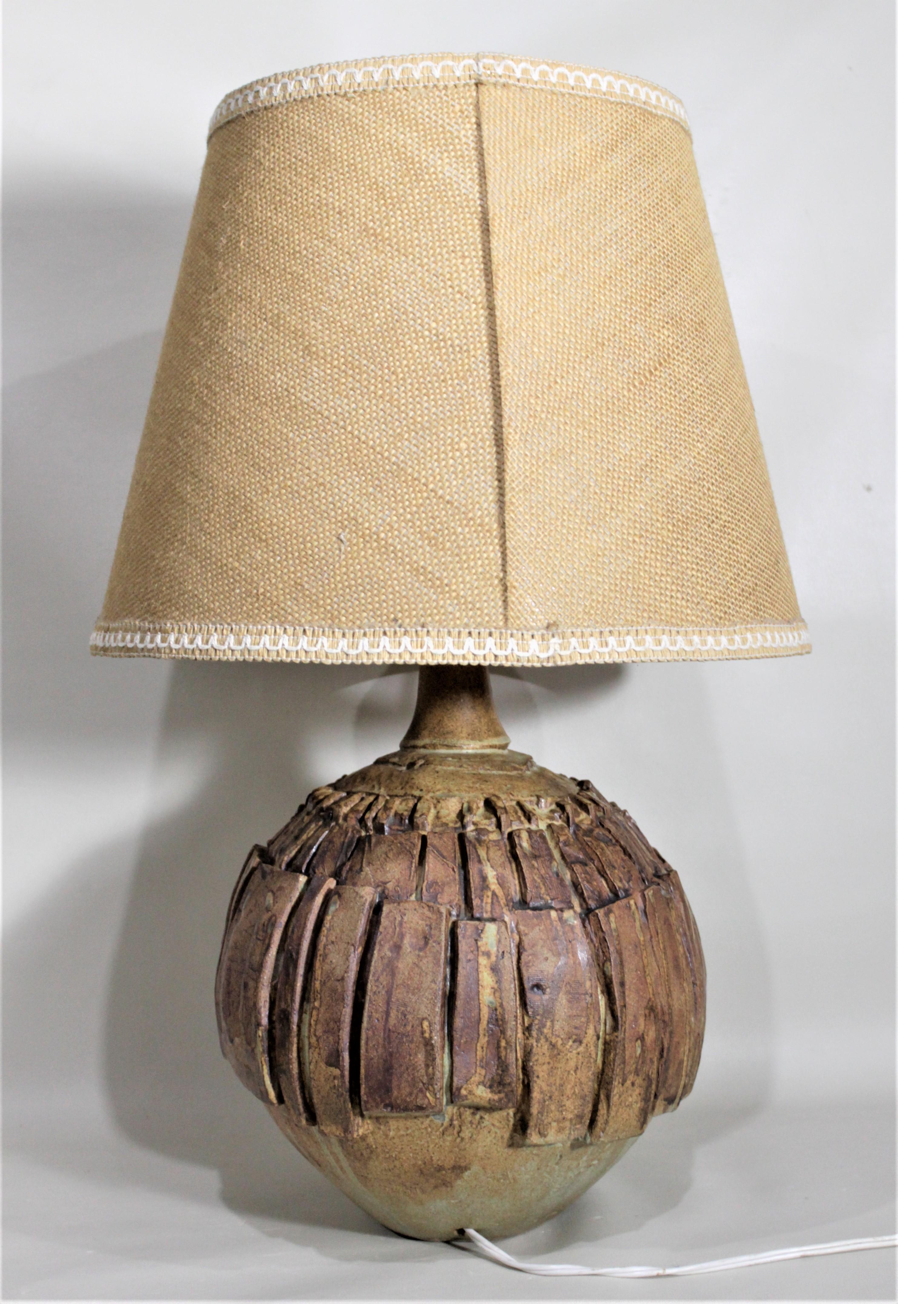 Bernard Rooke Signed Mid-Century Modern Brutalist Art Pottery Table Lamp 1