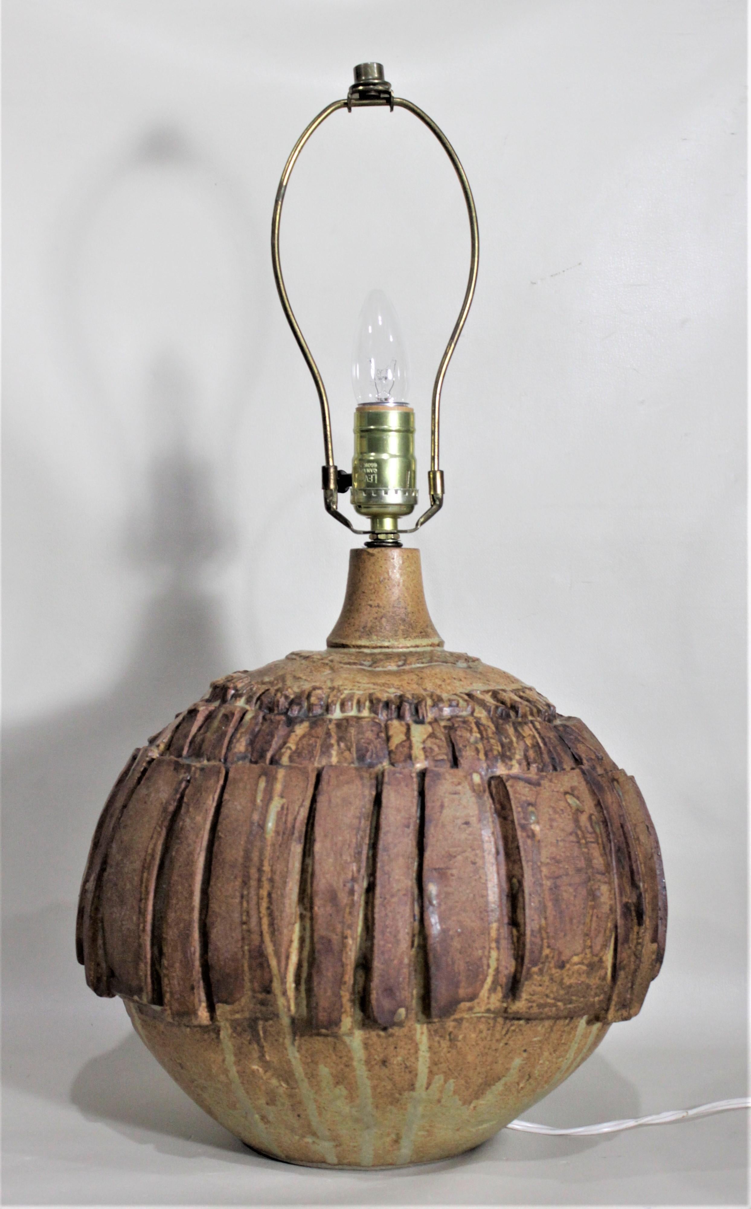 Bernard Rooke Signed Mid-Century Modern Brutalist Art Pottery Table Lamp 2