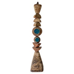 Bernard Rooke Studio Ceramic TOTEM Floor Lamp with Blue Roundels, England