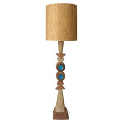 Bernard Rooke Studio Ceramic TOTEM Floor Lamp with Blue Roundels, England