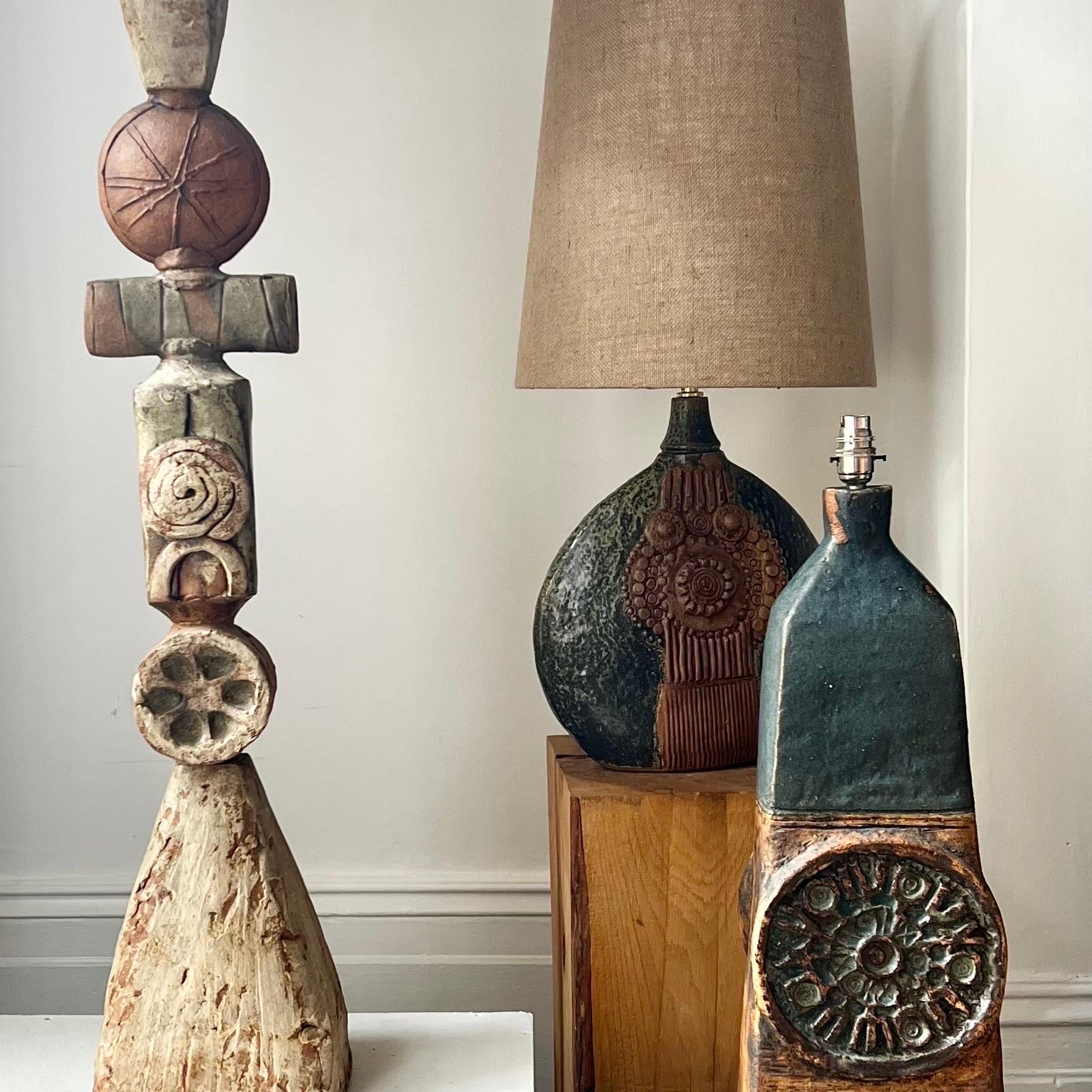 Bernard Rooke Studio Ceramic Totem Lamp, England 4