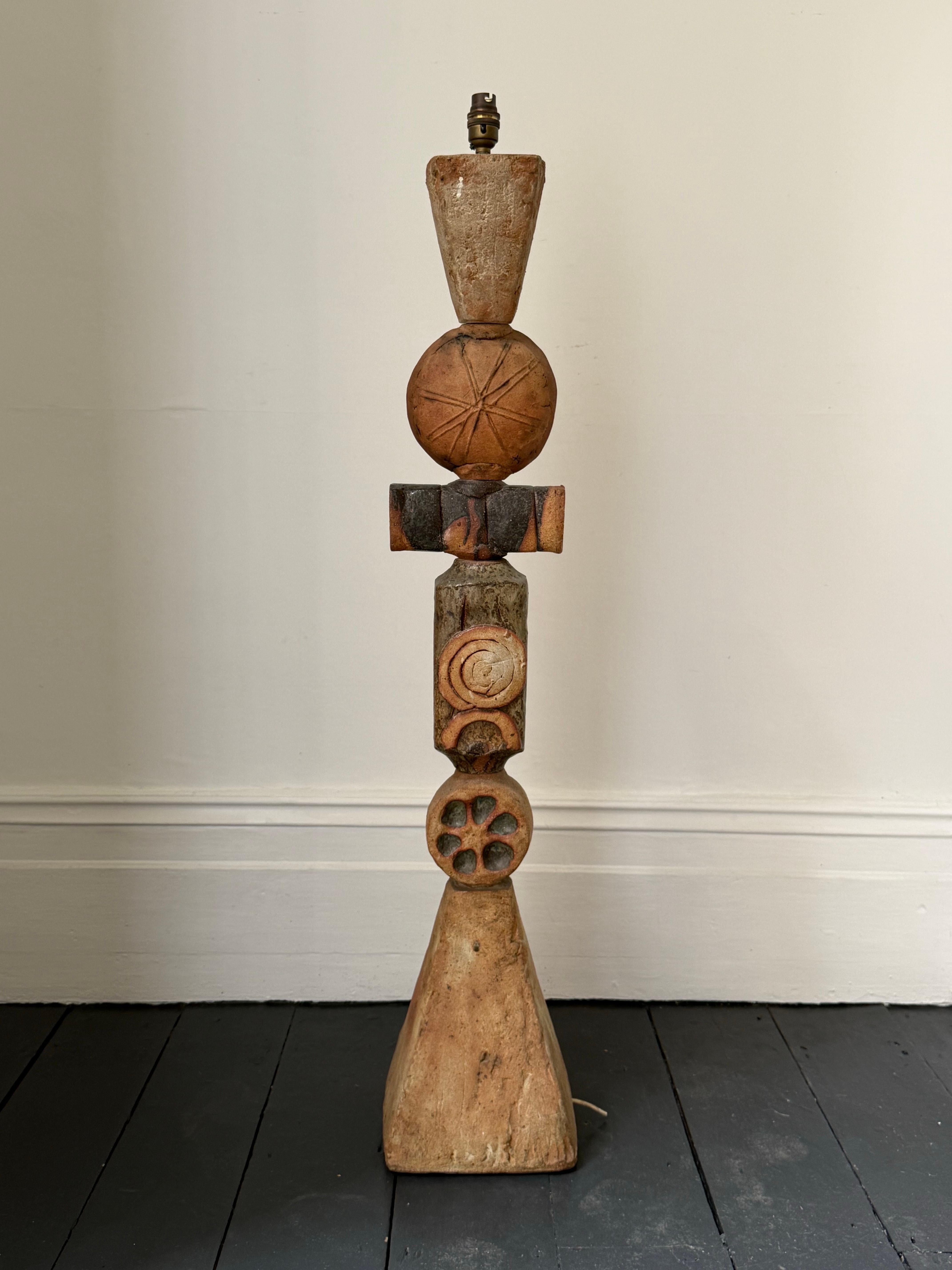 Mid-Century Modern Bernard Rooke Studio Ceramic Totem Lamp, England For Sale