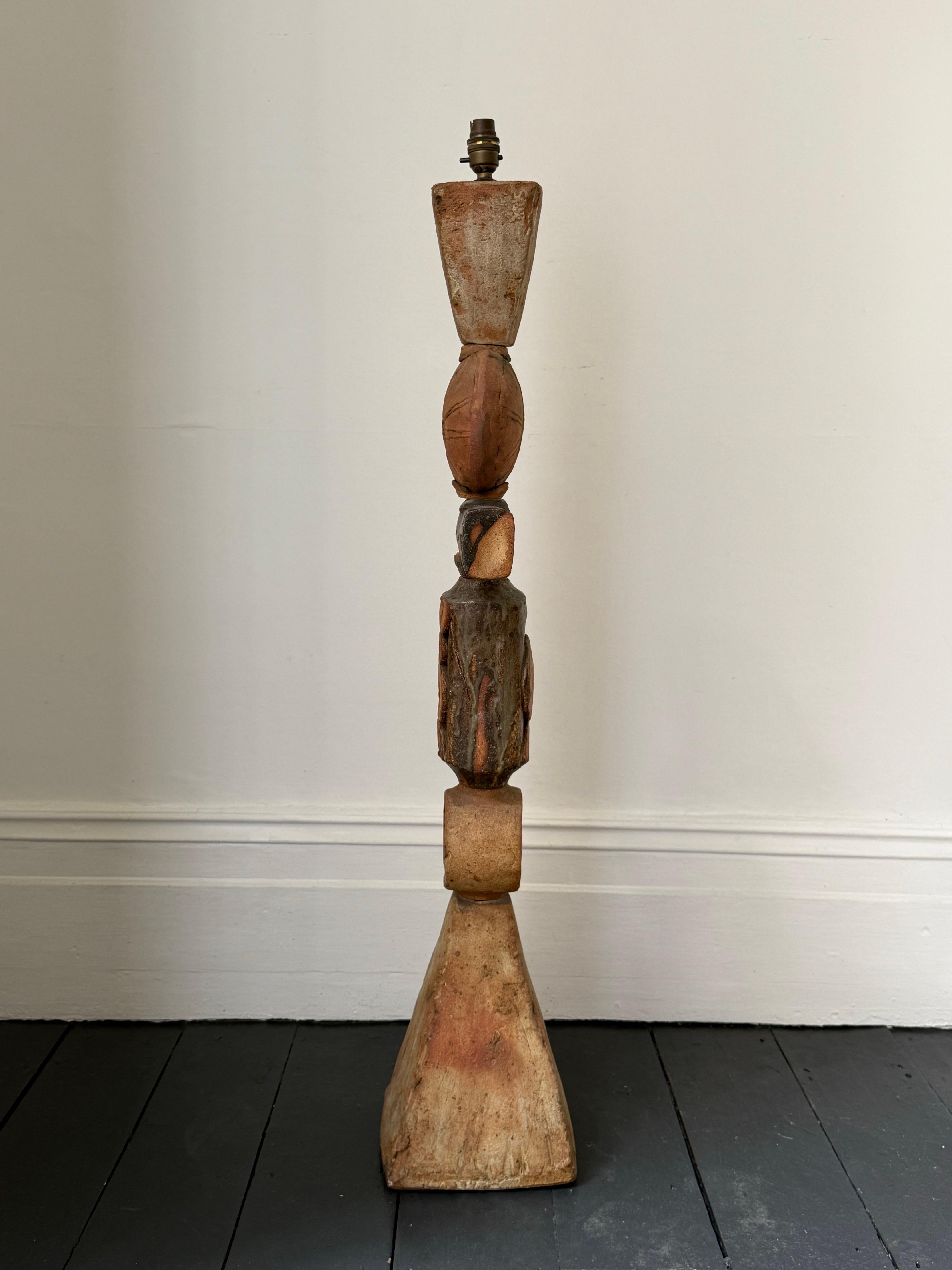 English Bernard Rooke Studio Ceramic Totem Lamp, England For Sale