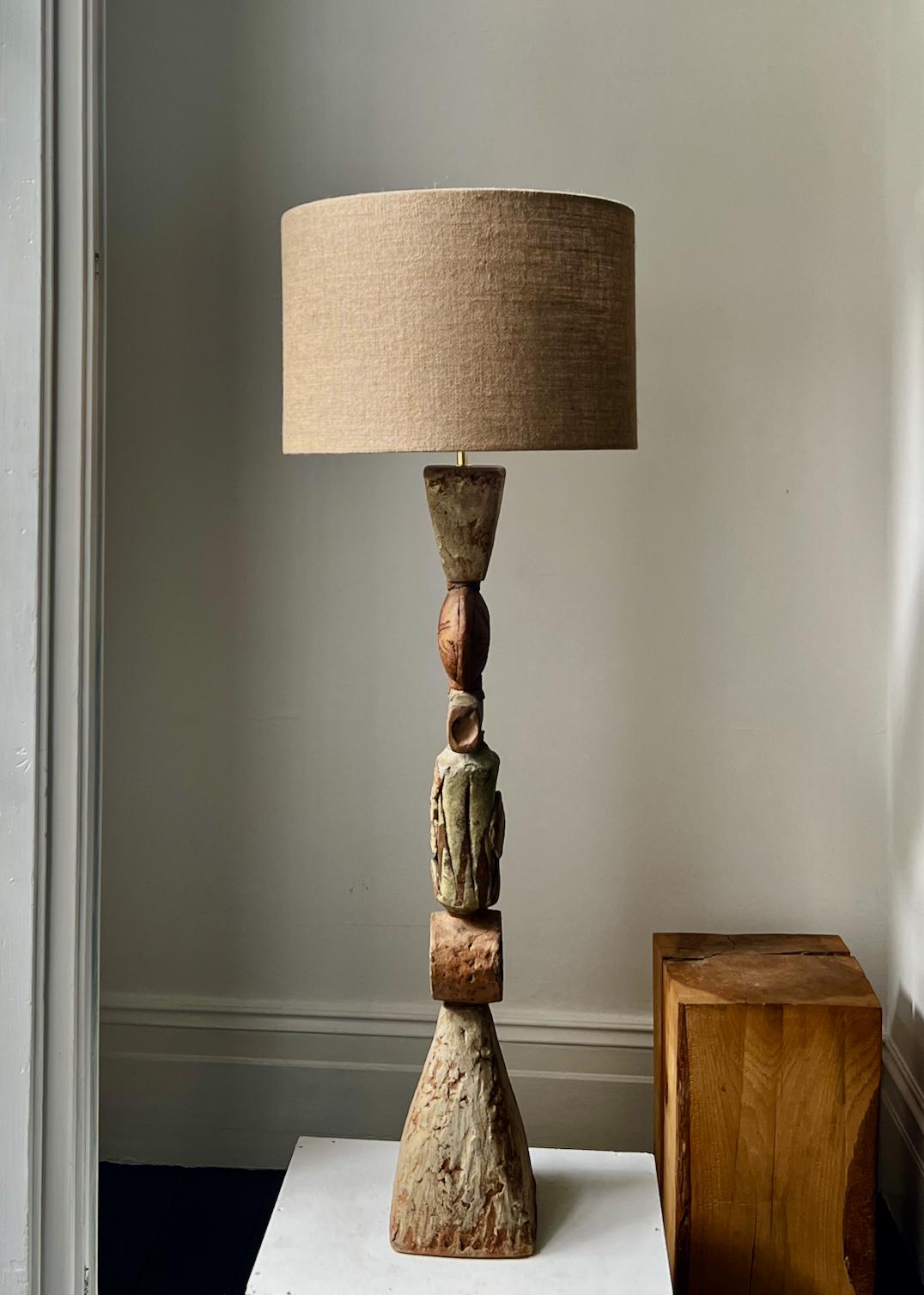 Bernard Rooke Studio Ceramic Totem Lamp, England In Fair Condition In London, GB
