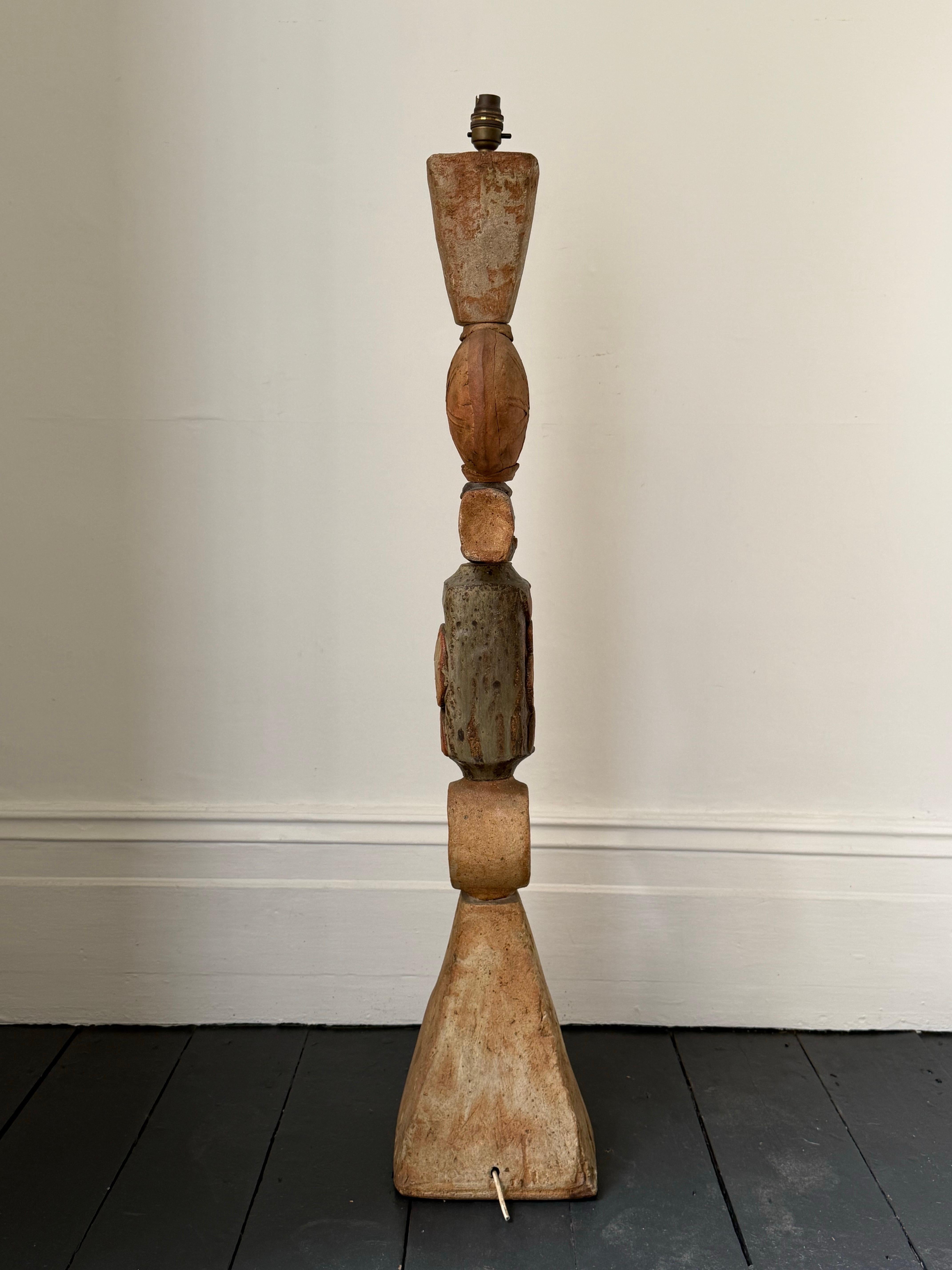 20th Century Bernard Rooke Studio Ceramic Totem Lamp, England For Sale