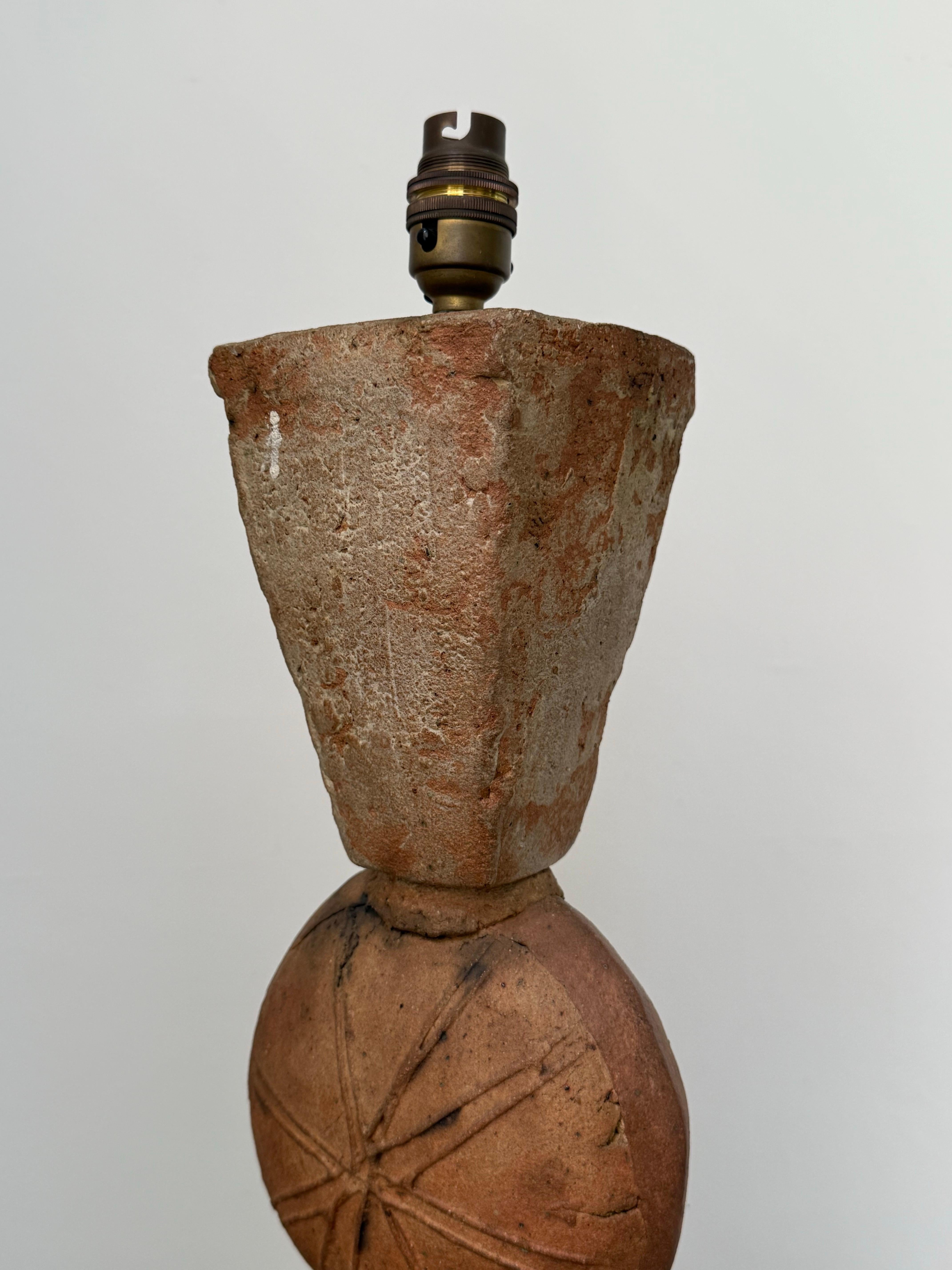 Metal Bernard Rooke Studio Ceramic Totem Lamp, England For Sale