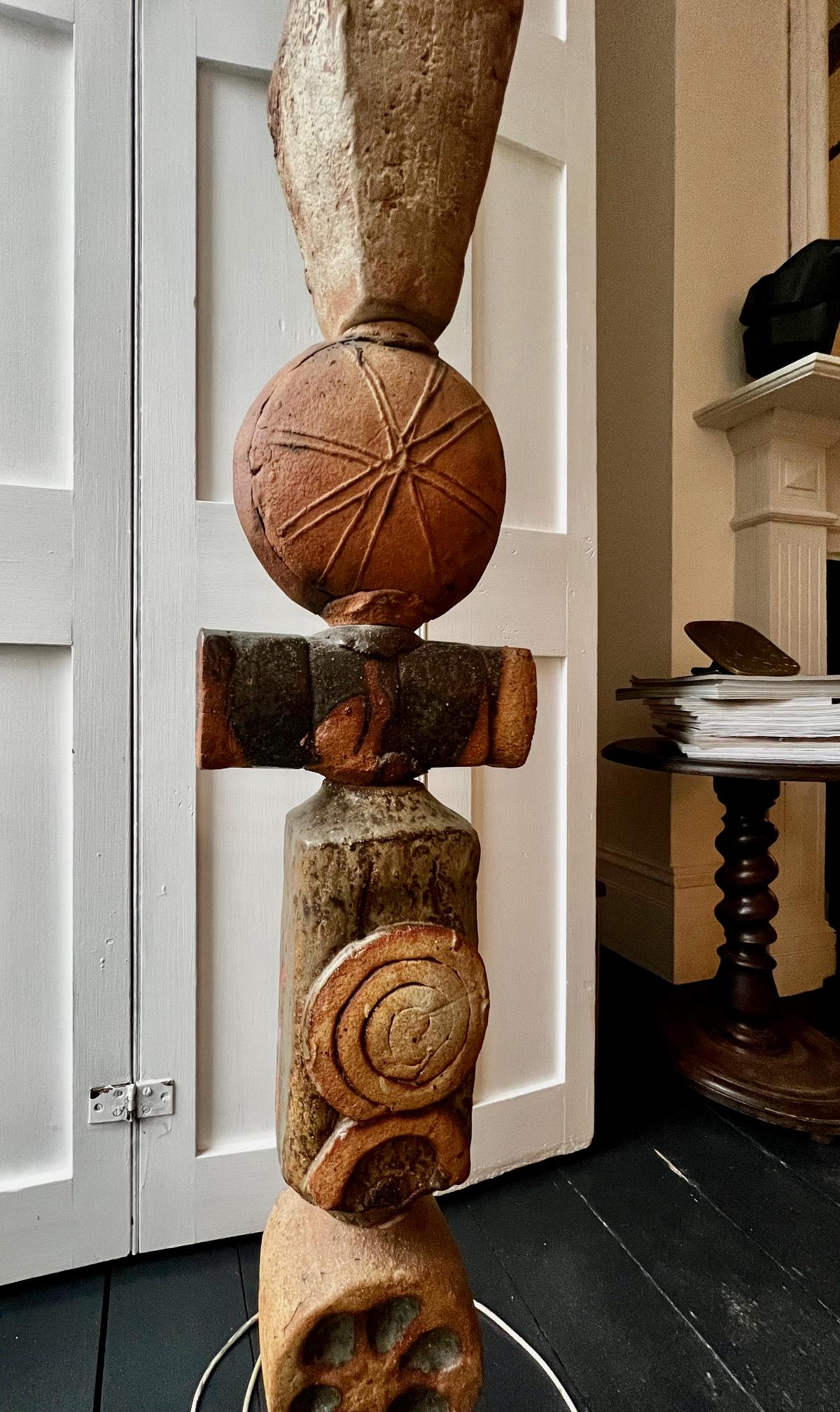 Bernard Rooke Studio Ceramic Totem Lamp, England For Sale 2