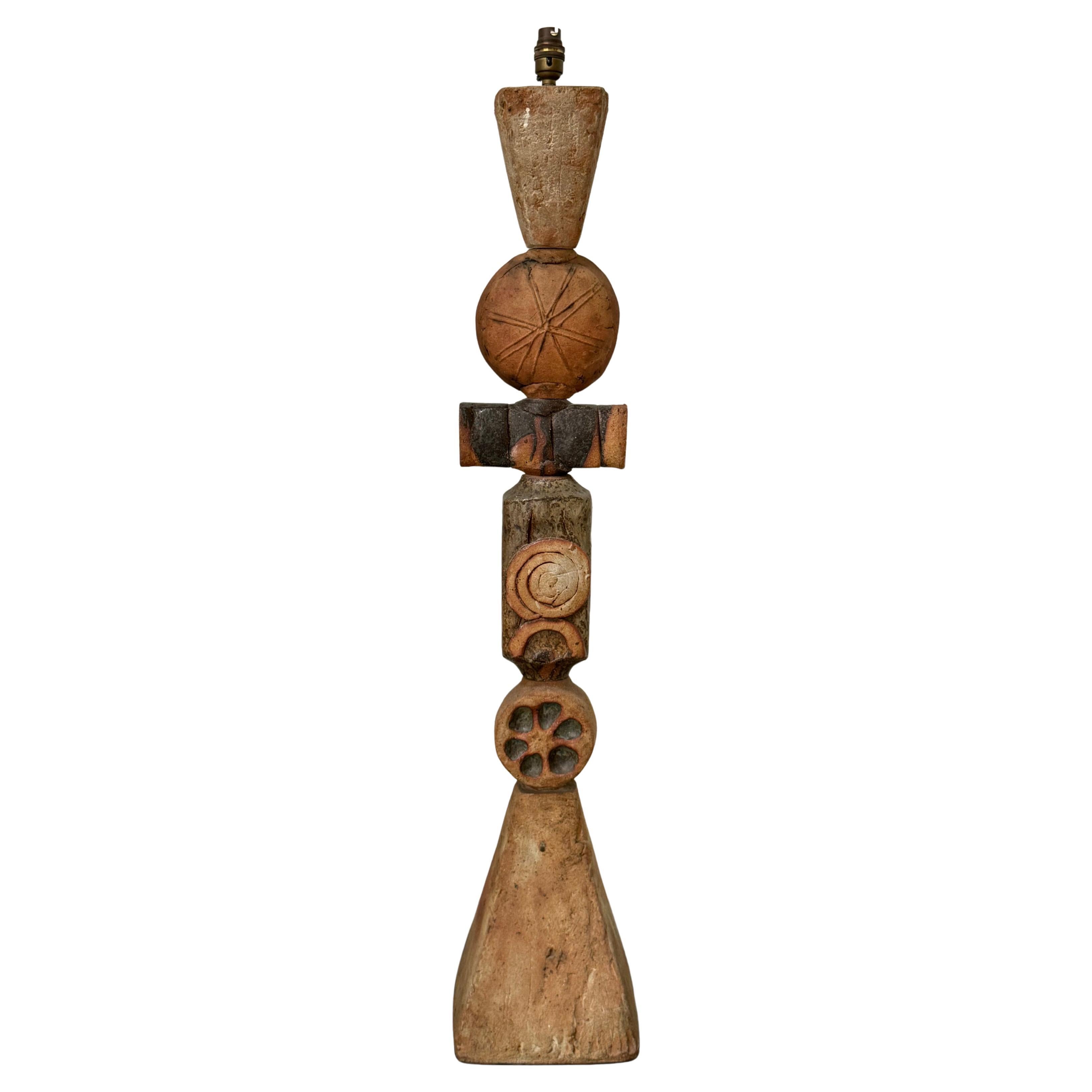 Bernard Rooke Studio Ceramic Totem Lamp, England For Sale