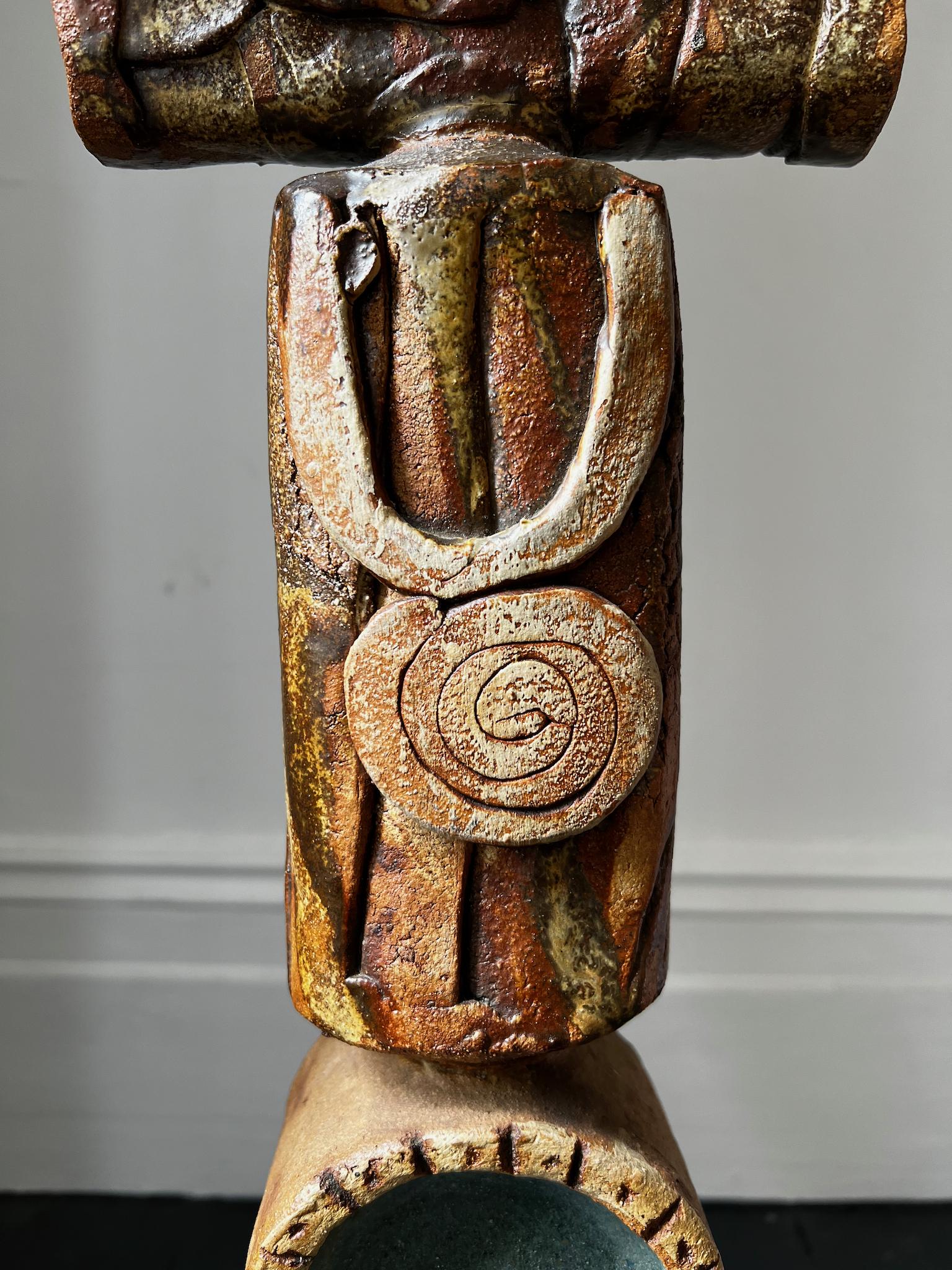 Bernard Rooke Studio Ceramic Totem Lamp, England [II] In Good Condition For Sale In London, GB