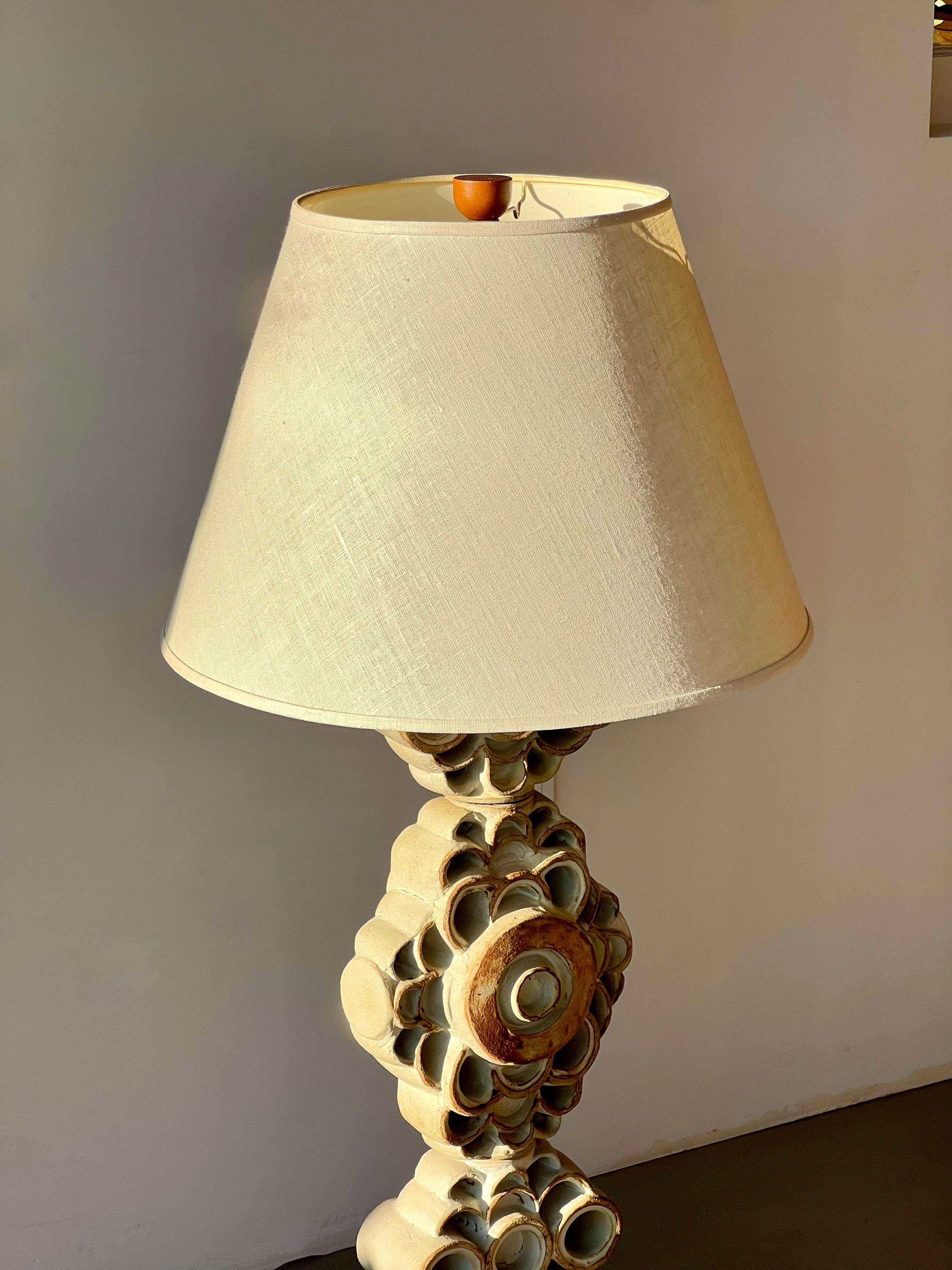 Mid-Century Modern Bernard Rooke Studio Handcrafted Ceramic Totem Lamp