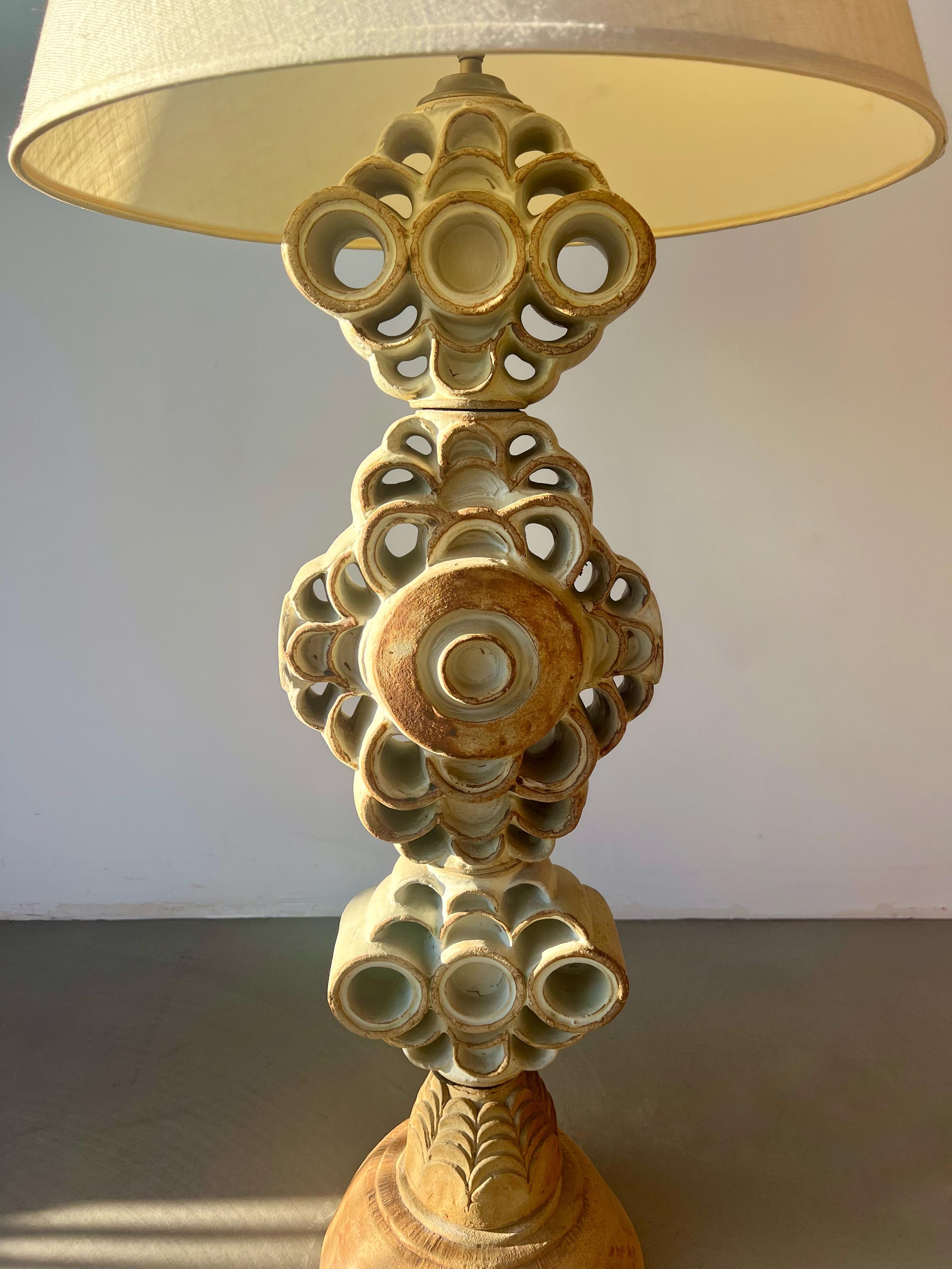 English Bernard Rooke Studio Handcrafted Ceramic Totem Lamp