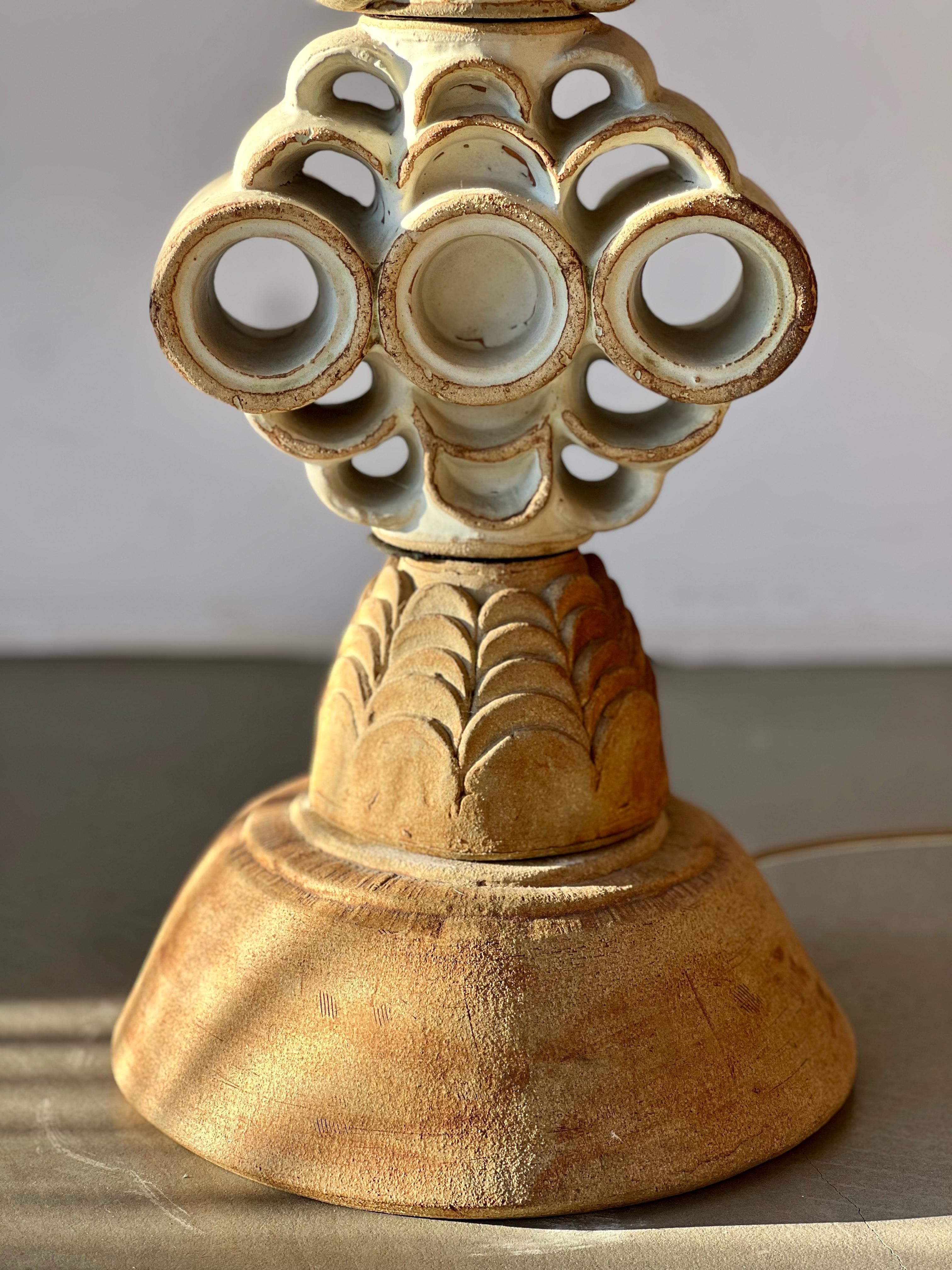 Hand-Crafted Bernard Rooke Studio Handcrafted Ceramic Totem Lamp