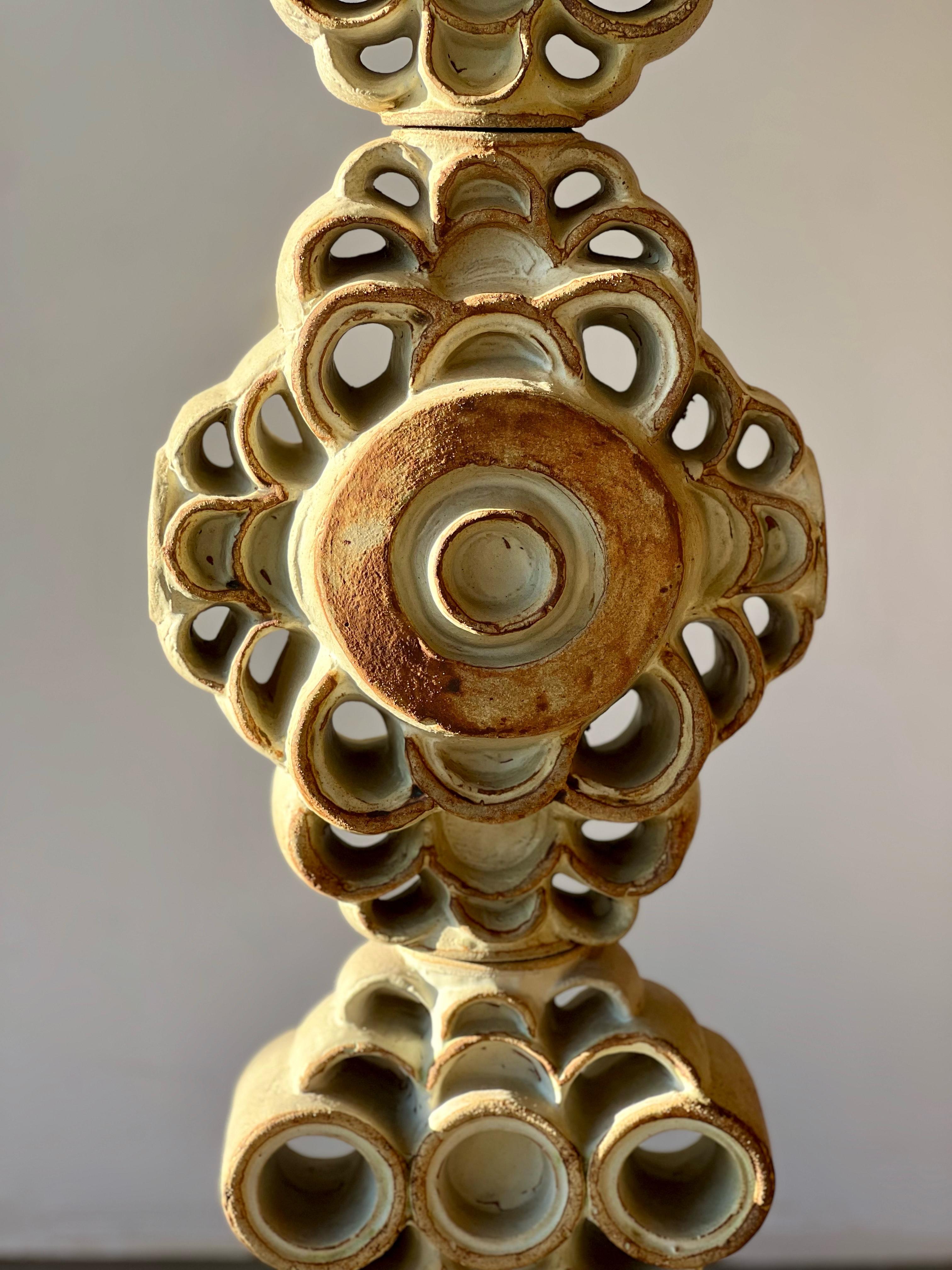 Bernard Rooke Studio Handcrafted Ceramic Totem Lamp In Good Condition In Oceanside, US