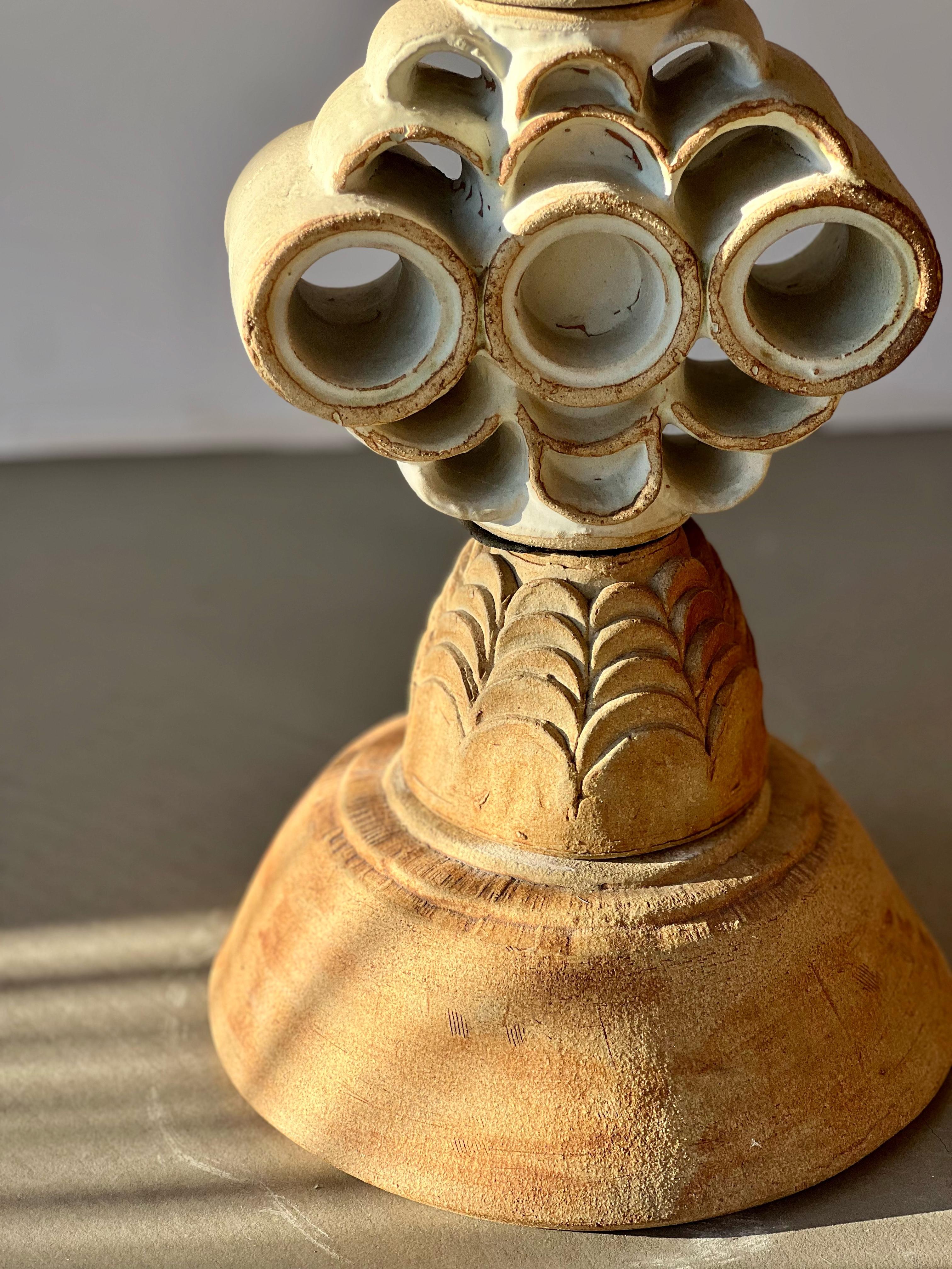 20th Century Bernard Rooke Studio Handcrafted Ceramic Totem Lamp