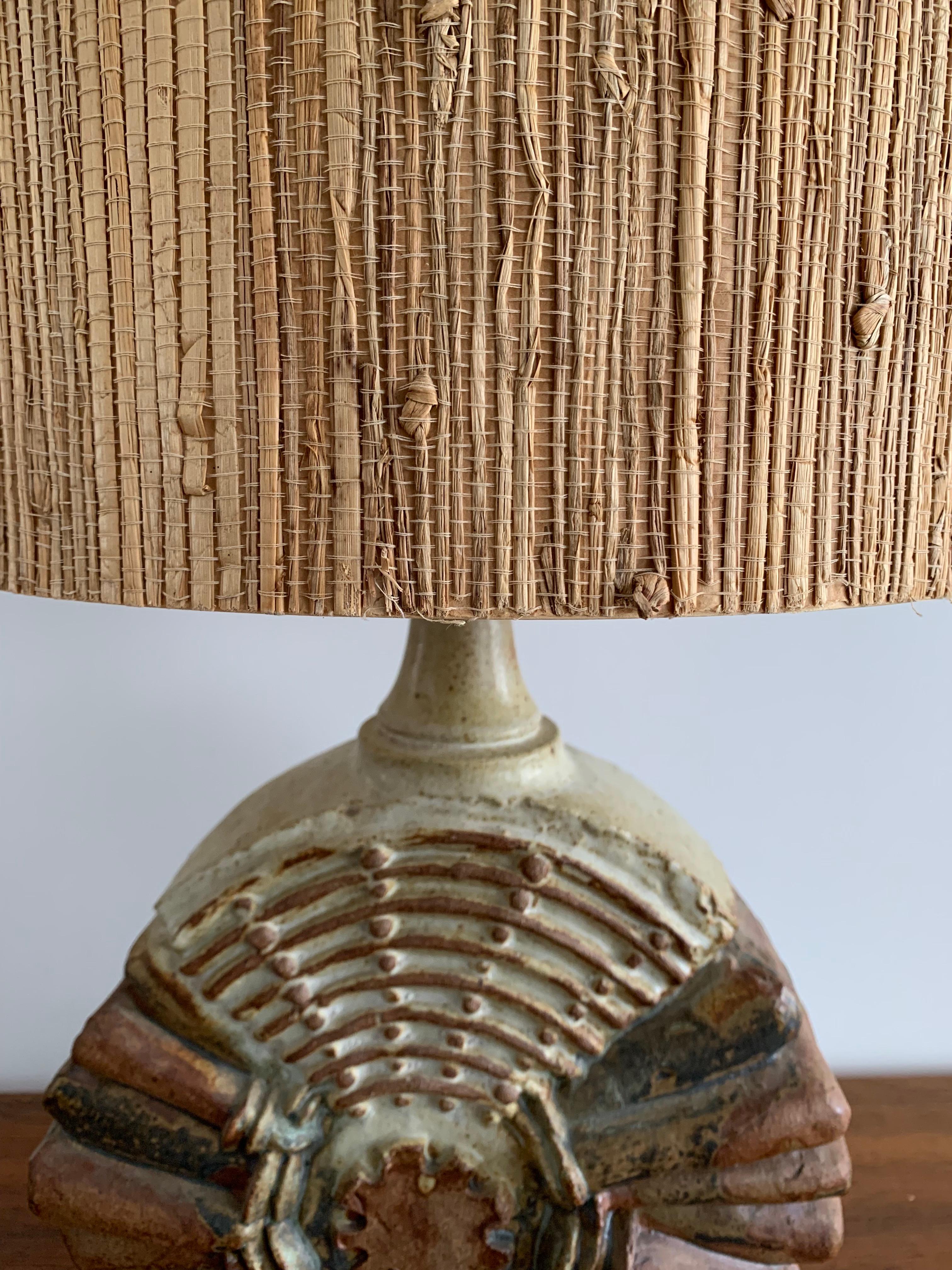 20th Century Bernard Rooke Table Lamp with Original Shade, England, 1960 For Sale