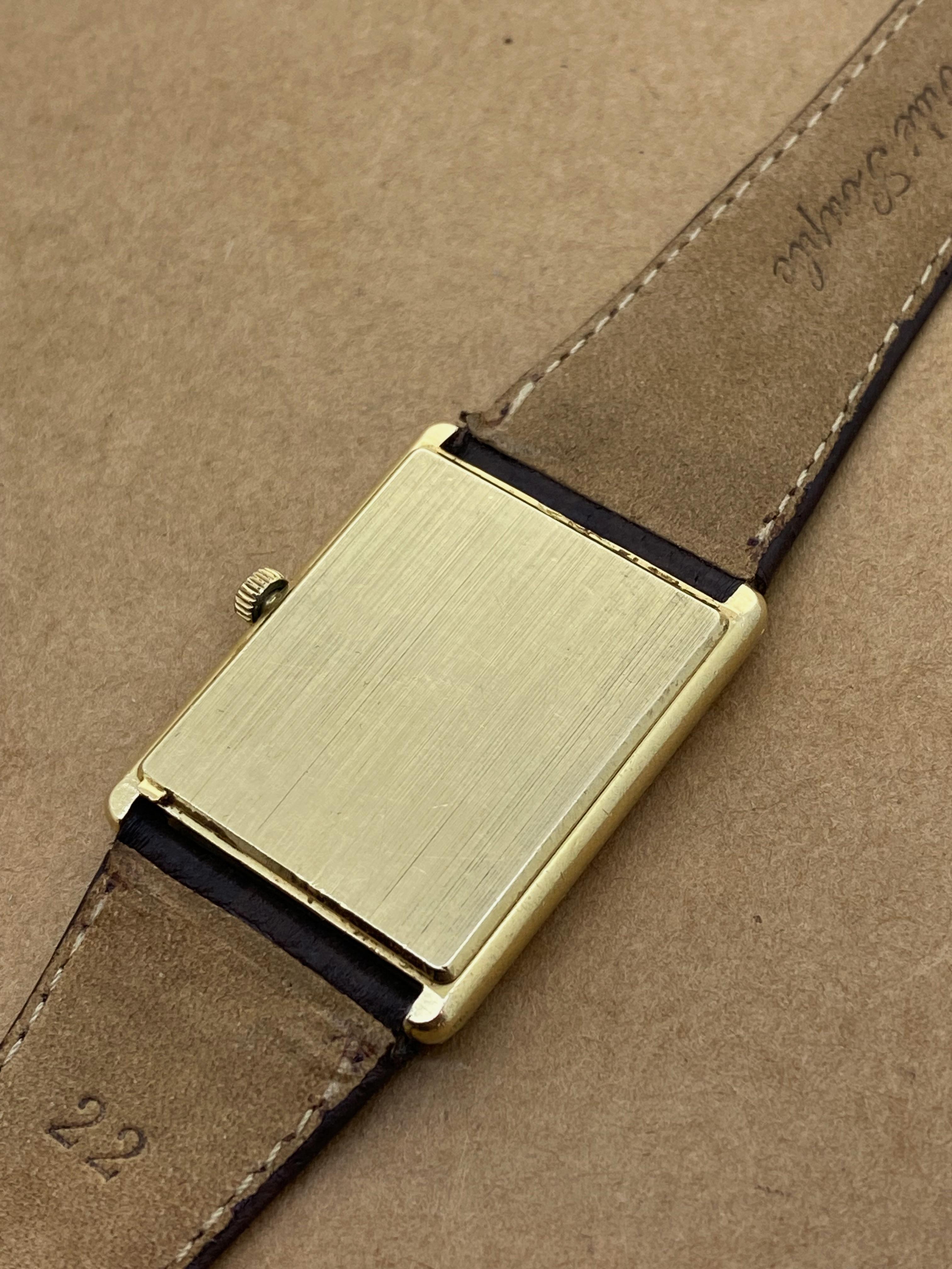 Bernard Schipper 14K Gelbgold & Diamant Tank (Rechteck) Quarz Herrenuhr im Angebot 1