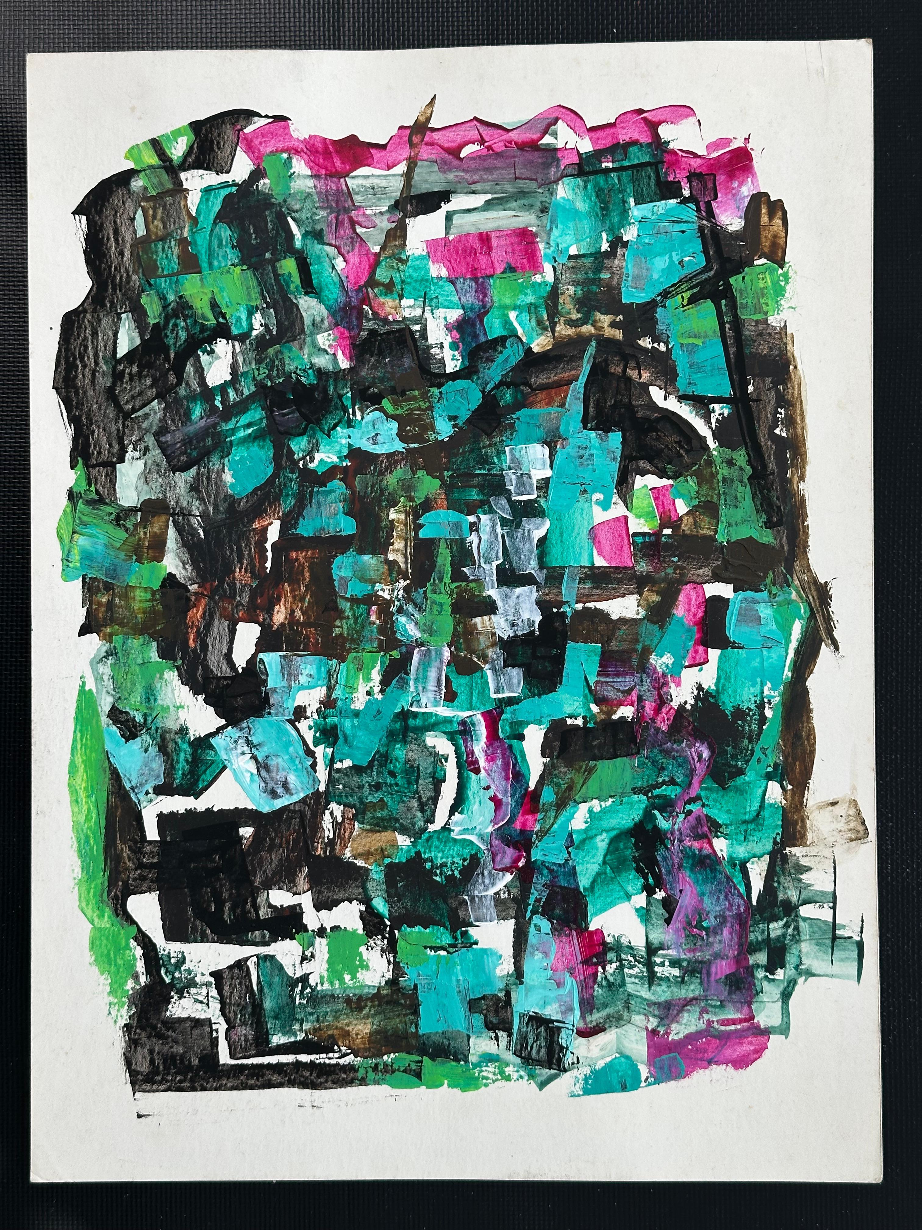 Abstract Painting Bernard Segal - Peinture expressionniste abstraite cubiste du milieu du siècle