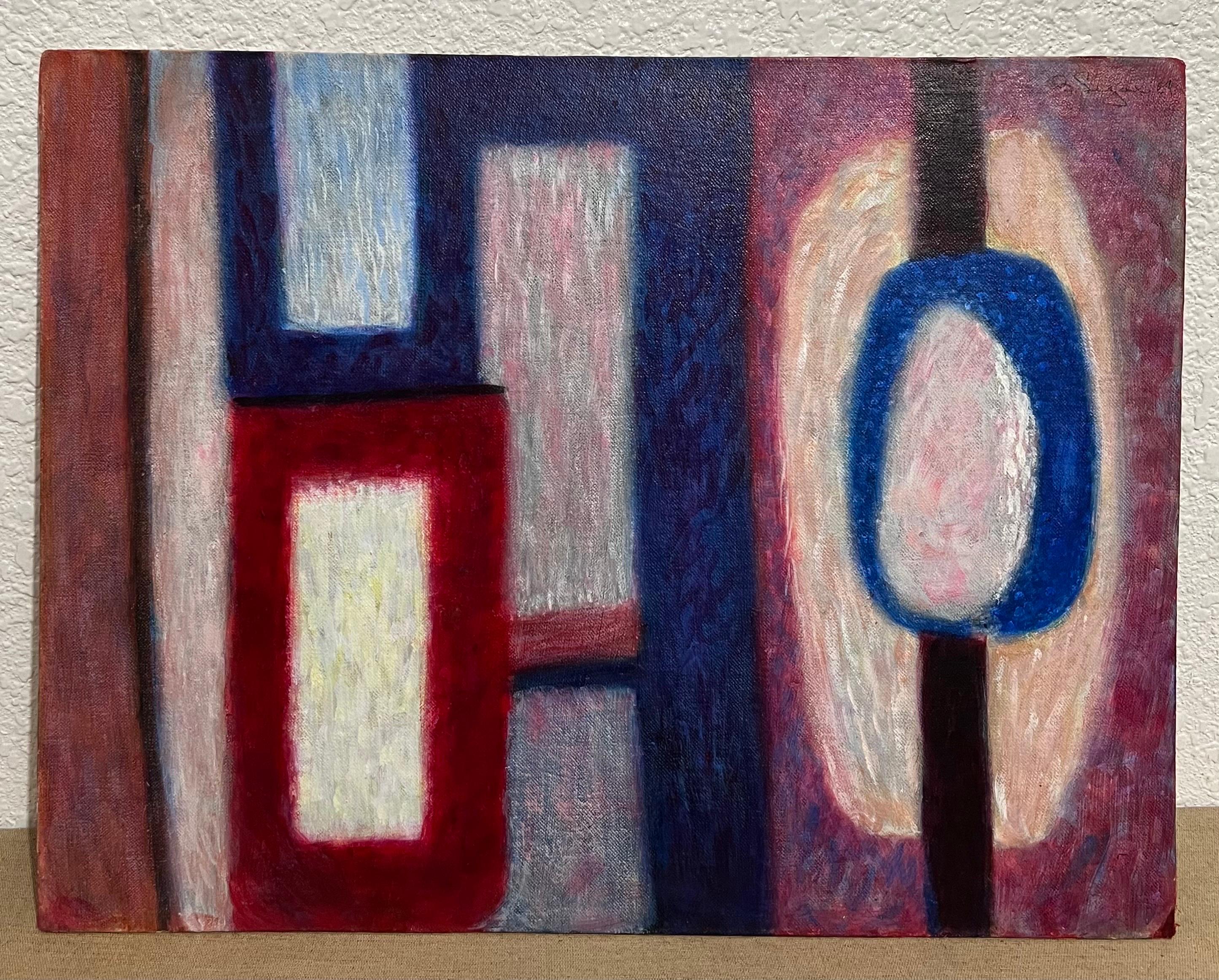 Mod Abstract Expressionist Oil Painting Bernard Segal New Hope PA Modernist Art For Sale 1