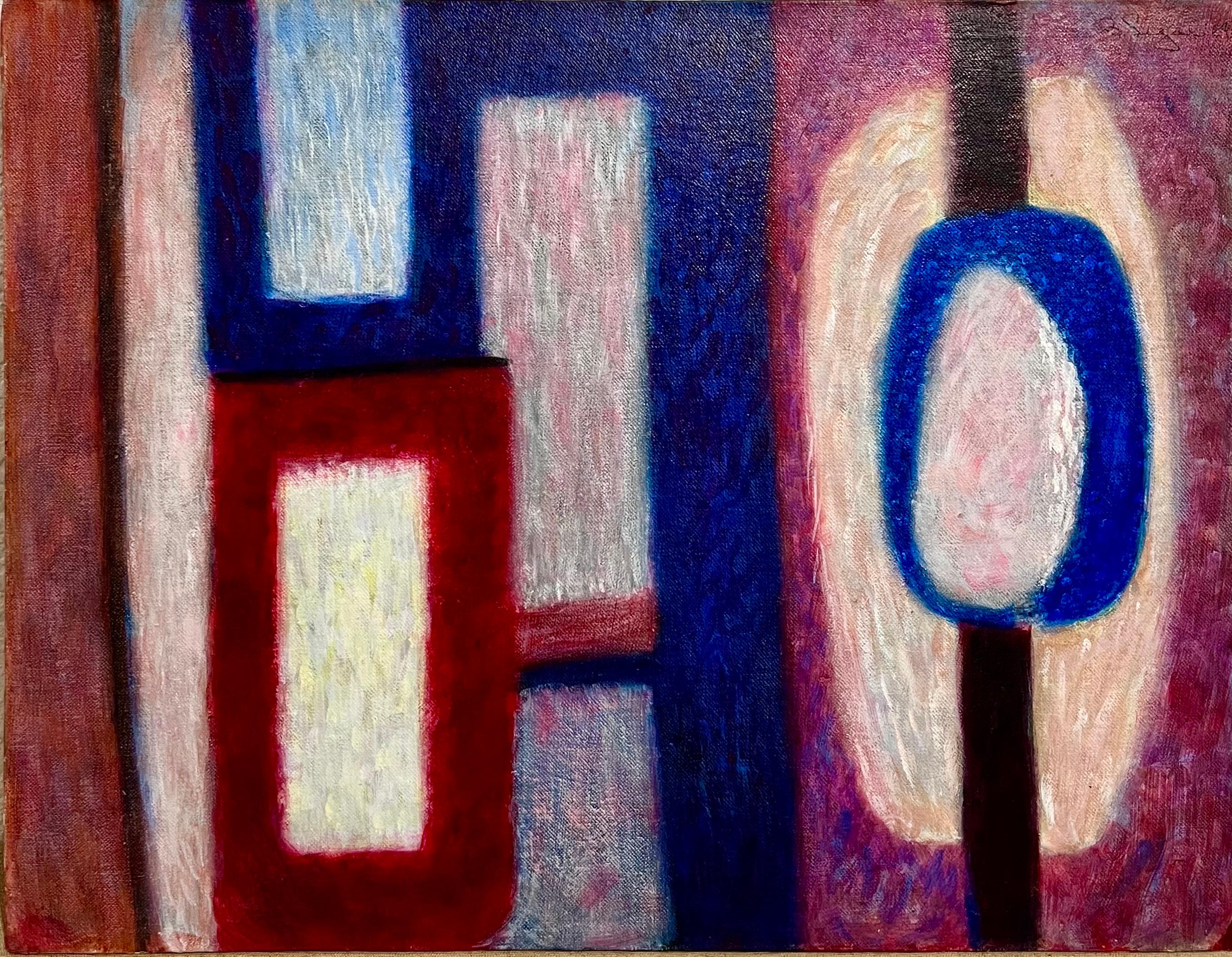 Mod Abstract Expressionist Oil Painting Bernard Segal New Hope PA Modernist Art