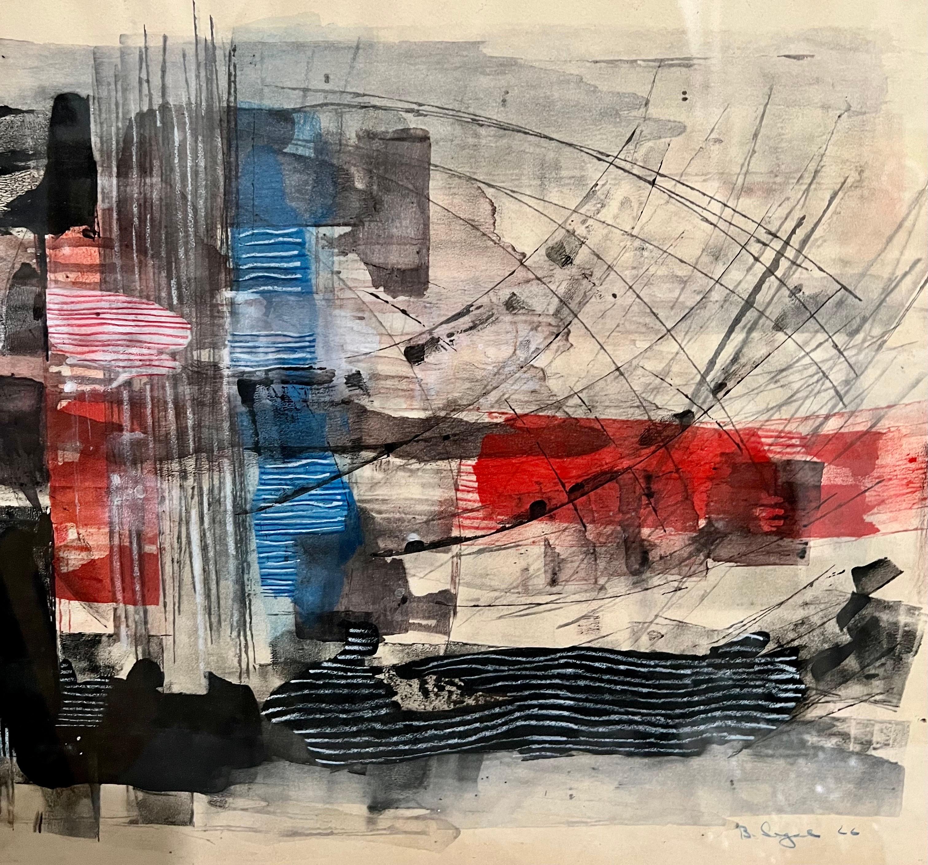 Mod Abstract Expressionist W/C Painting Bernard Segal New Hope PA Modernist Art For Sale 5