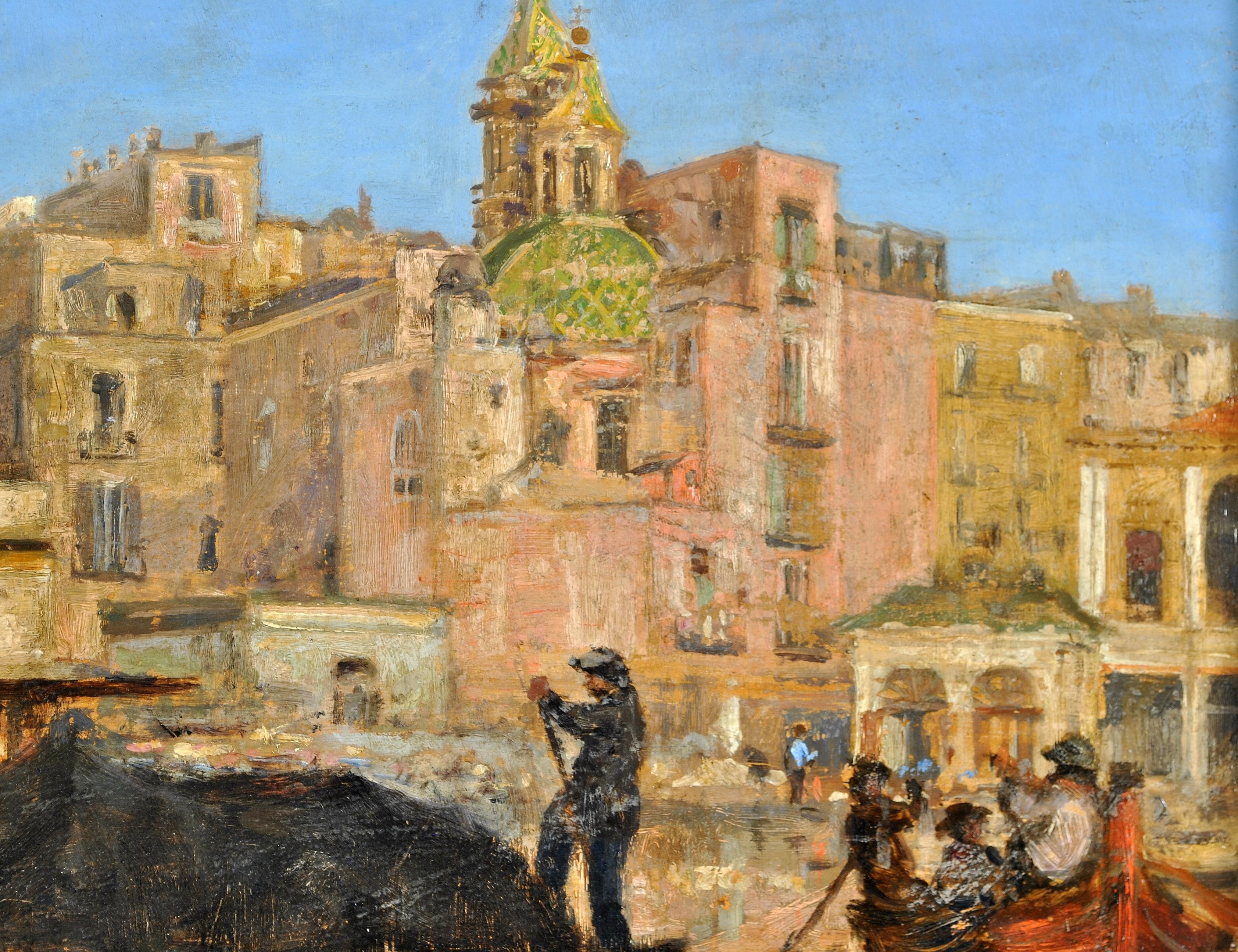The Custom House, Naples - Peinture de paysage impressionniste moderne britannique en Italie en vente 2