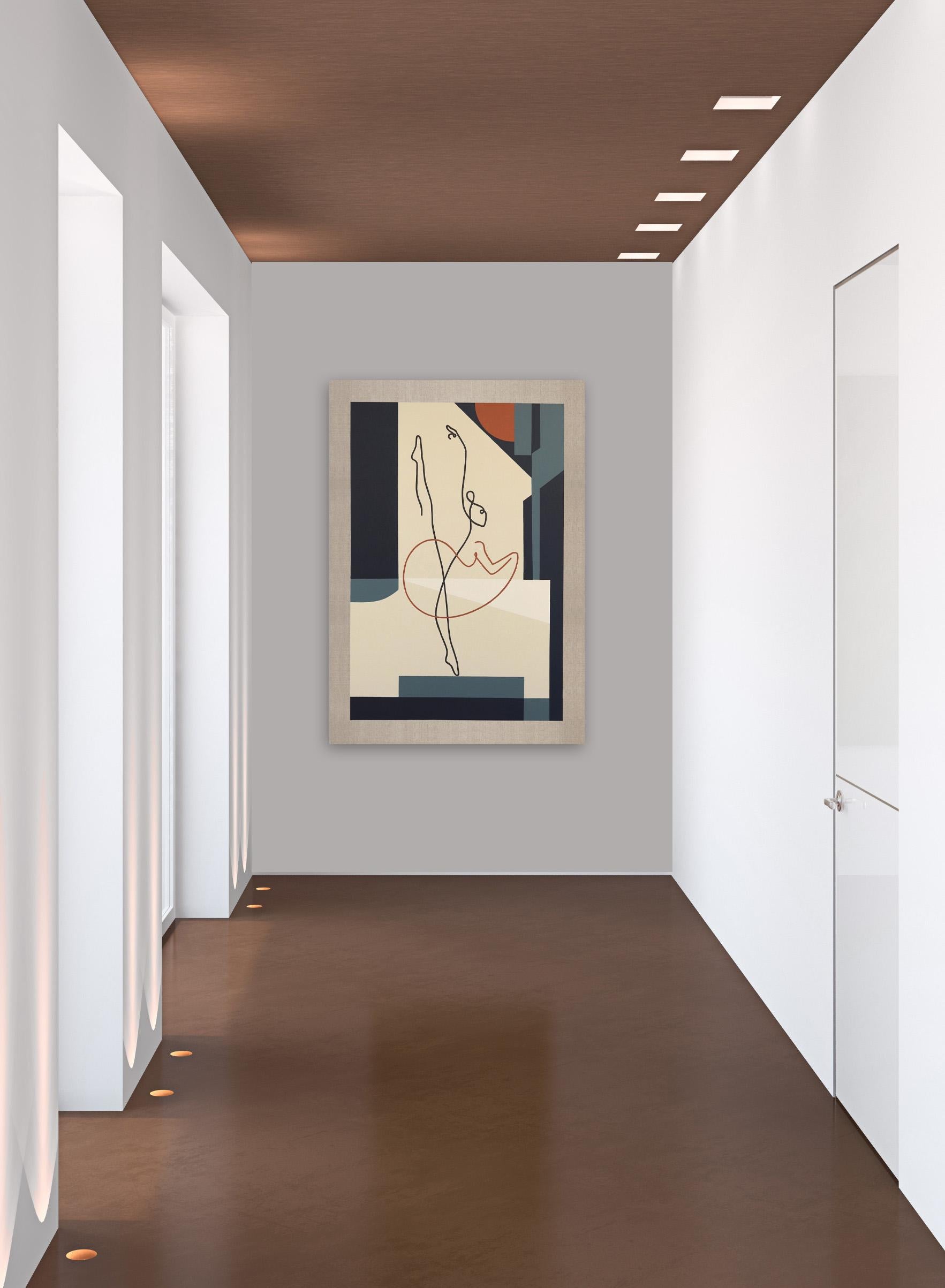 Swan Lake Ballet II - Beige Abstract Painting by Bernard Simunovic