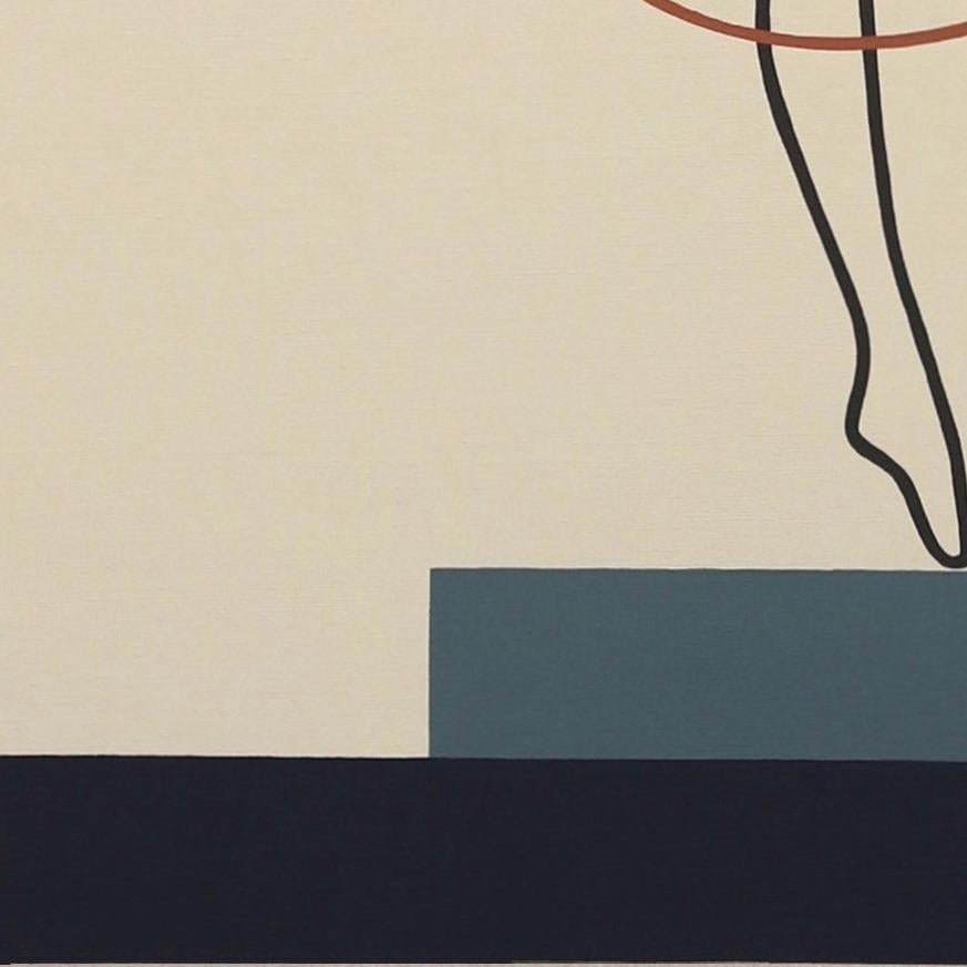 Croatian artist Bernard Simunovic plays with color, form, and minimalist lines in his abstract figurative works, analyzing the sculptural capabilities of compositions with the meticulous application of acrylic, oil, spray paint and collage. Bernard