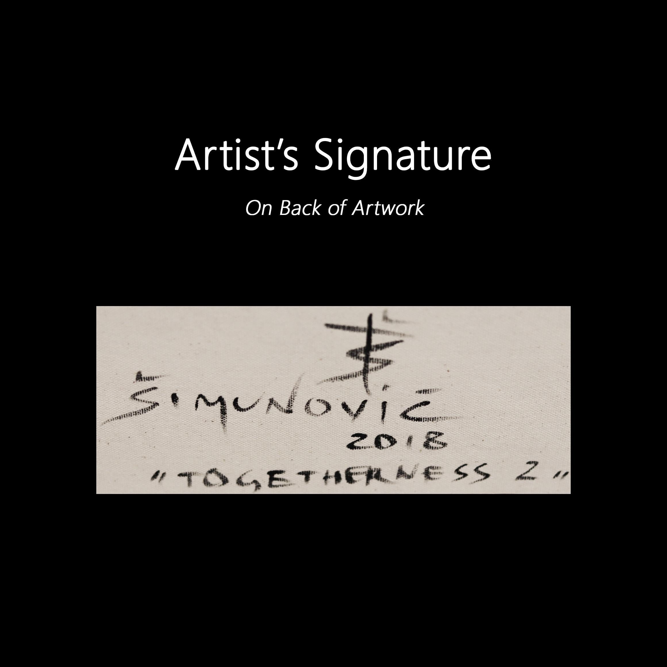 Togetherness II – Original Abstraktes, figuratives Gemälde des Kubismus, Beige, schwarze Linien, Original im Angebot 7