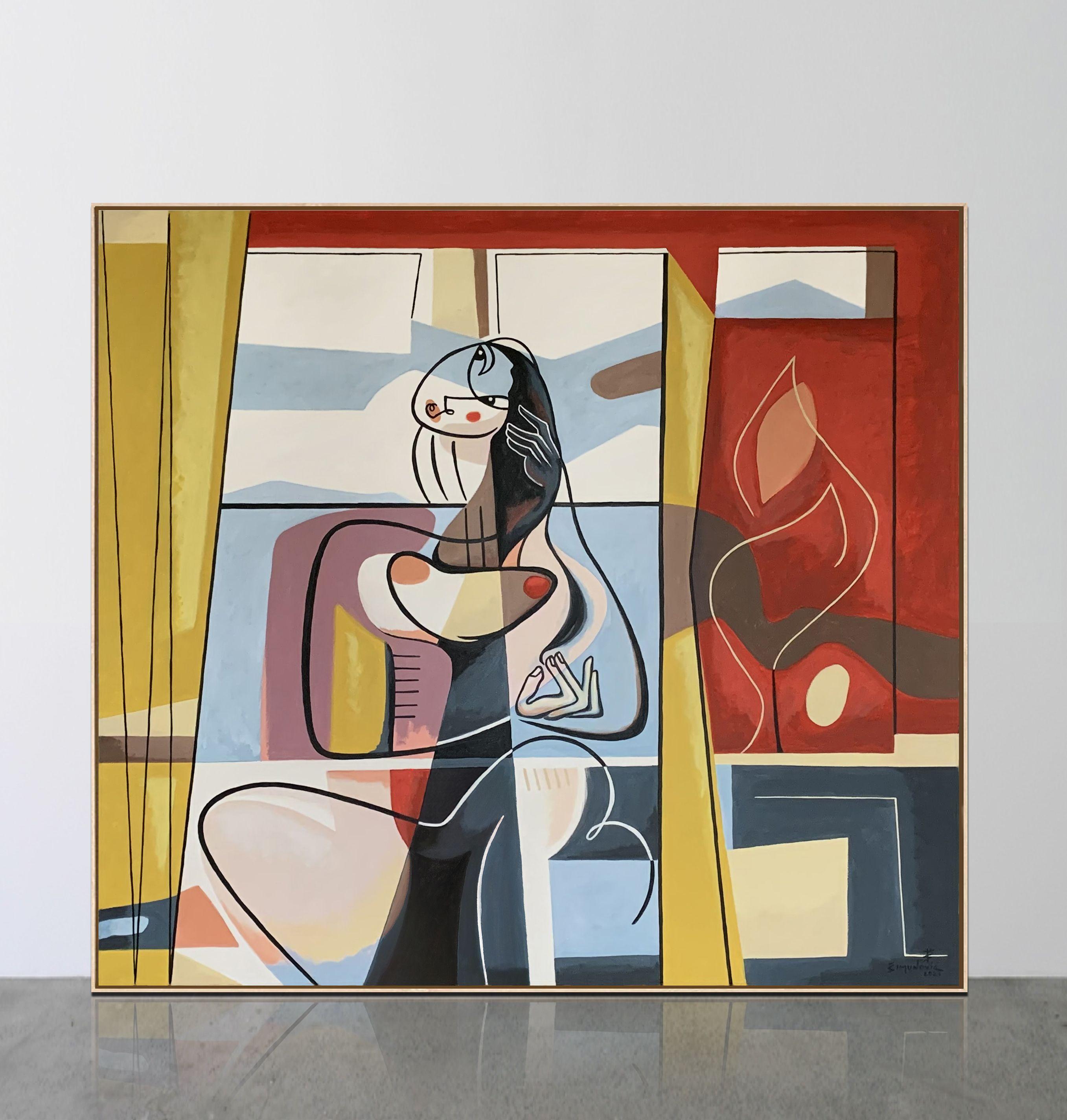 Beauté exotique  Bernard Simunovic, Allemagne, 2021  Acryl auf Leinwand, 140x155cm : : Peinture : : Art Déco/Art Nouveau : : Cette pièce est accompagnée d'un certificat d'authenticité officiel signé par l'artiste : : Prêt à être accroché : Non : :
