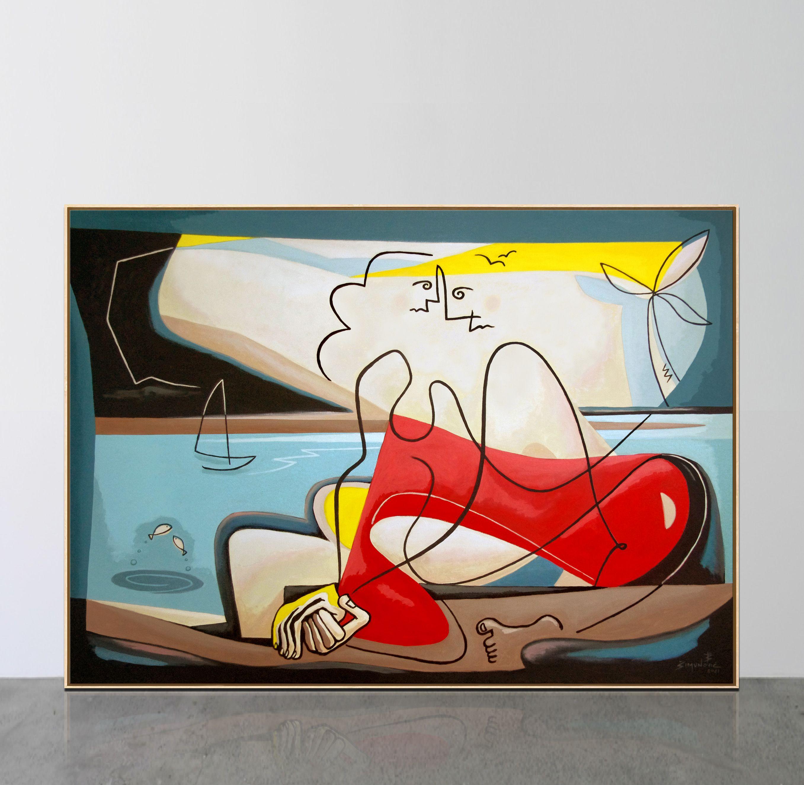 Laguna  Bernard Simunovic, Germania, 2021  Acryl auf Leinwand, 110 x 155 cm :: Pittura :: Contemporanea :: Questo pezzo viene fornito con un certificato ufficiale di autenticità firmato dall'artista :: Pronto da appendere: No :: Firmato: Yes ::