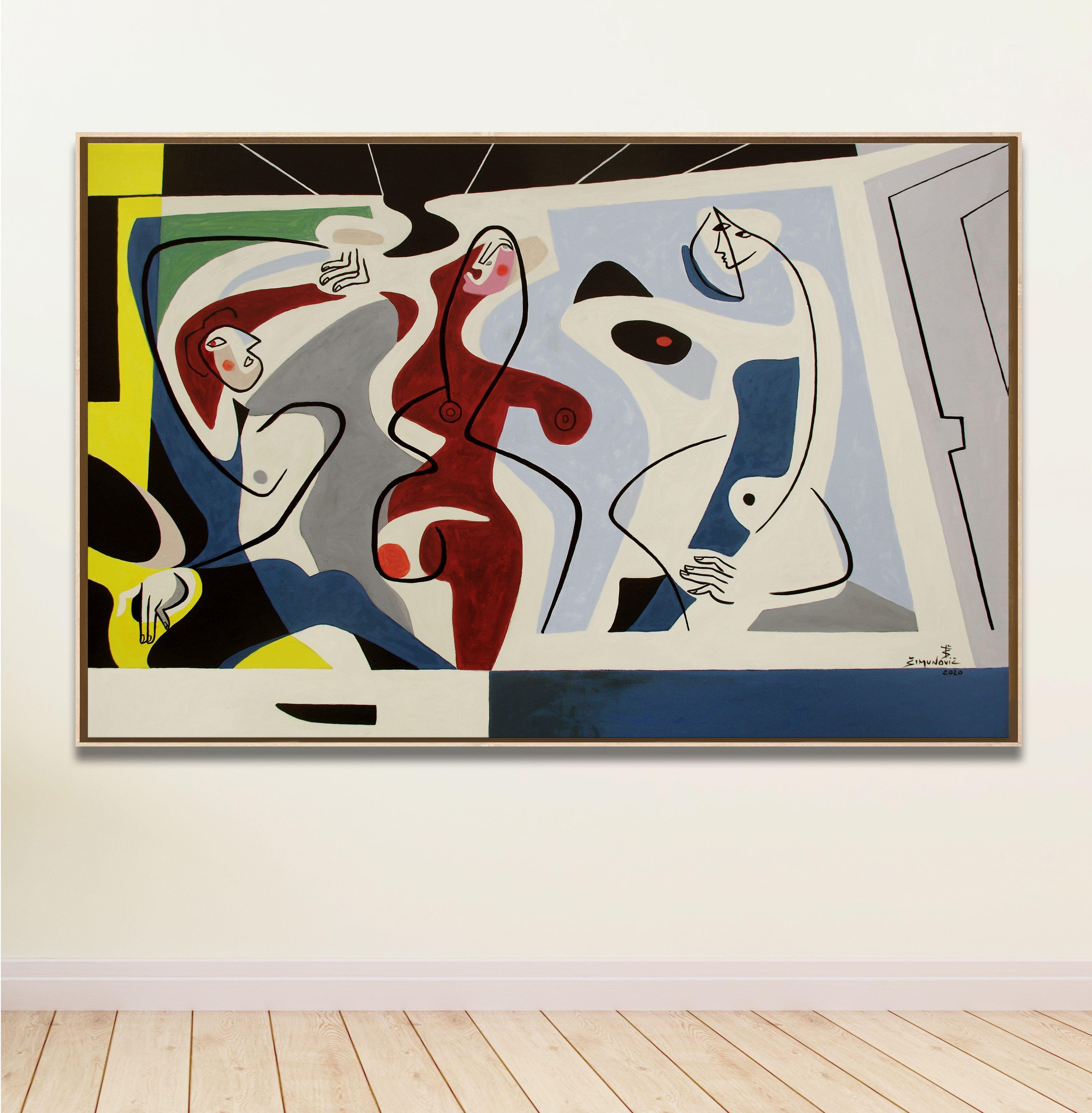 bailemos, Pintura, Acrílico sobre lienzo - Painting Cubista de Bernard Simunovic