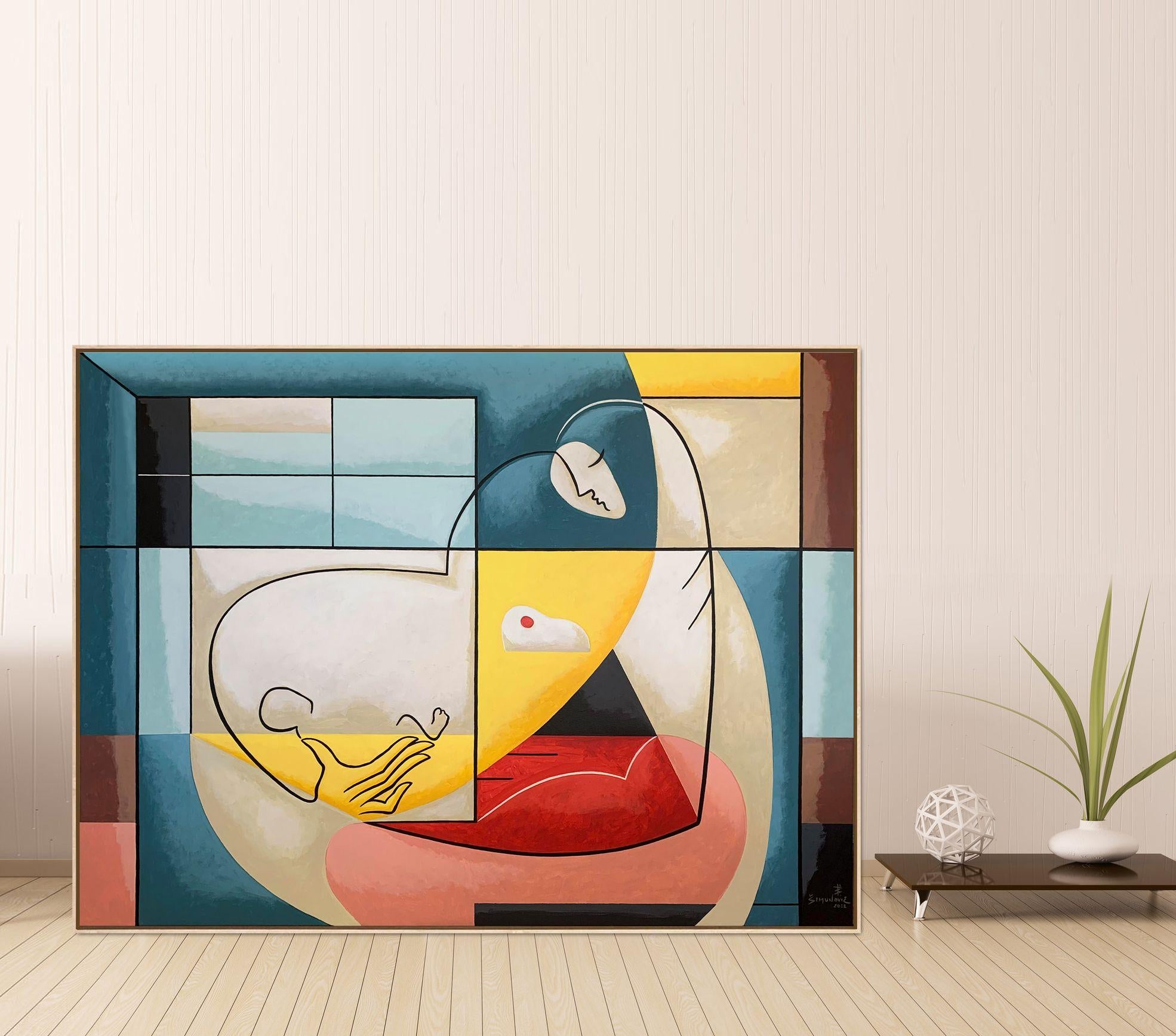 Questione di cuore  Bernard Simunovic, Germania, 2022  Acrilico su tela, 115 x 155 cm :: Pittura :: Espressionismo :: Questo pezzo viene fornito con un certificato ufficiale di autenticità firmato dall'artista :: Pronto da appendere: No :: Firmato: