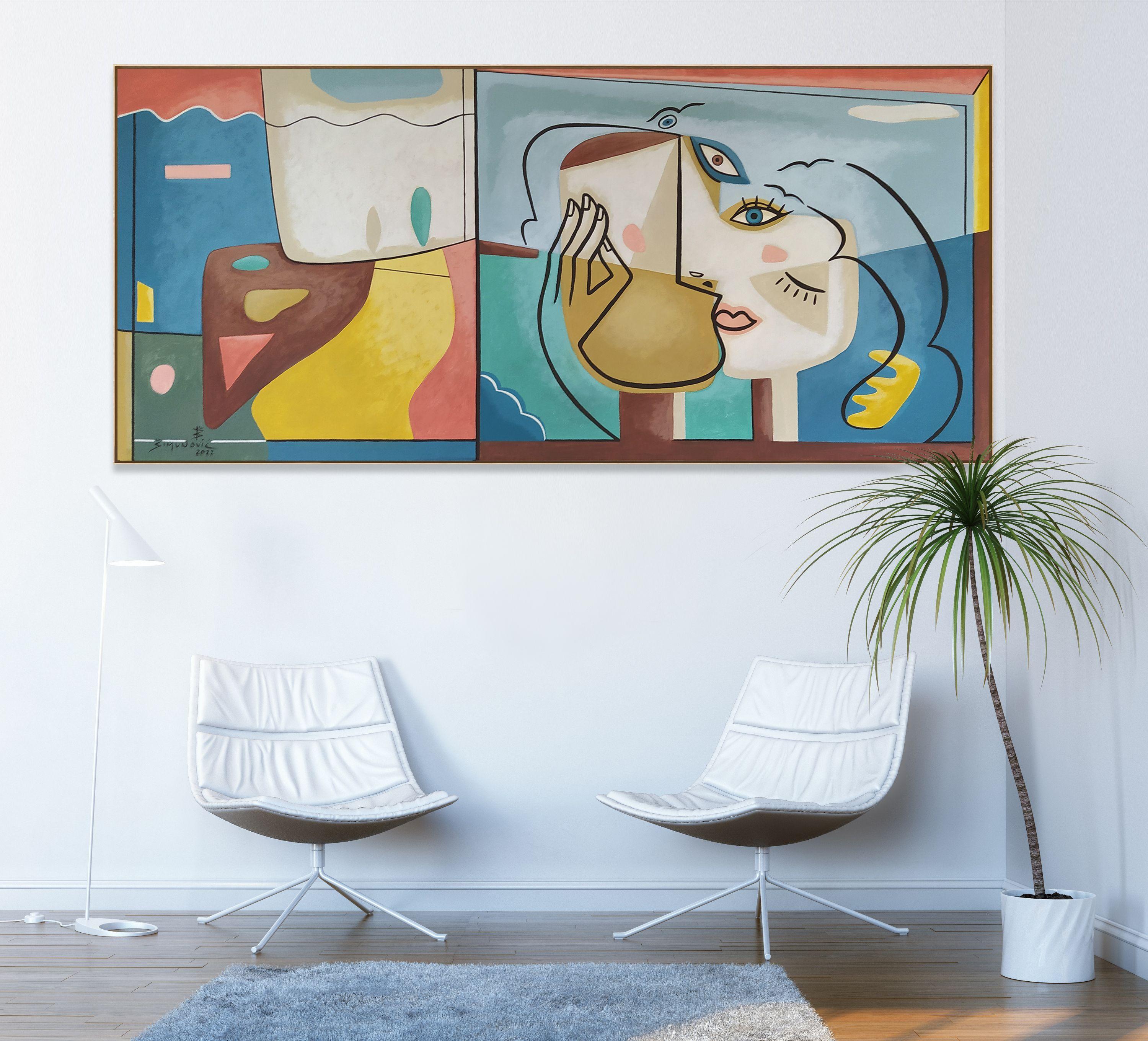 Mi alma gemela  Bernard Simunovic, Alemania, 2022  Acrílico sobre Lienzo, 70x155cm :: Pintura :: Contemporánea :: Esta obra viene con un certificado oficial de autenticidad firmado por el artista :: Lista para colgar: No :: Firmado: Sí :: Ubicación