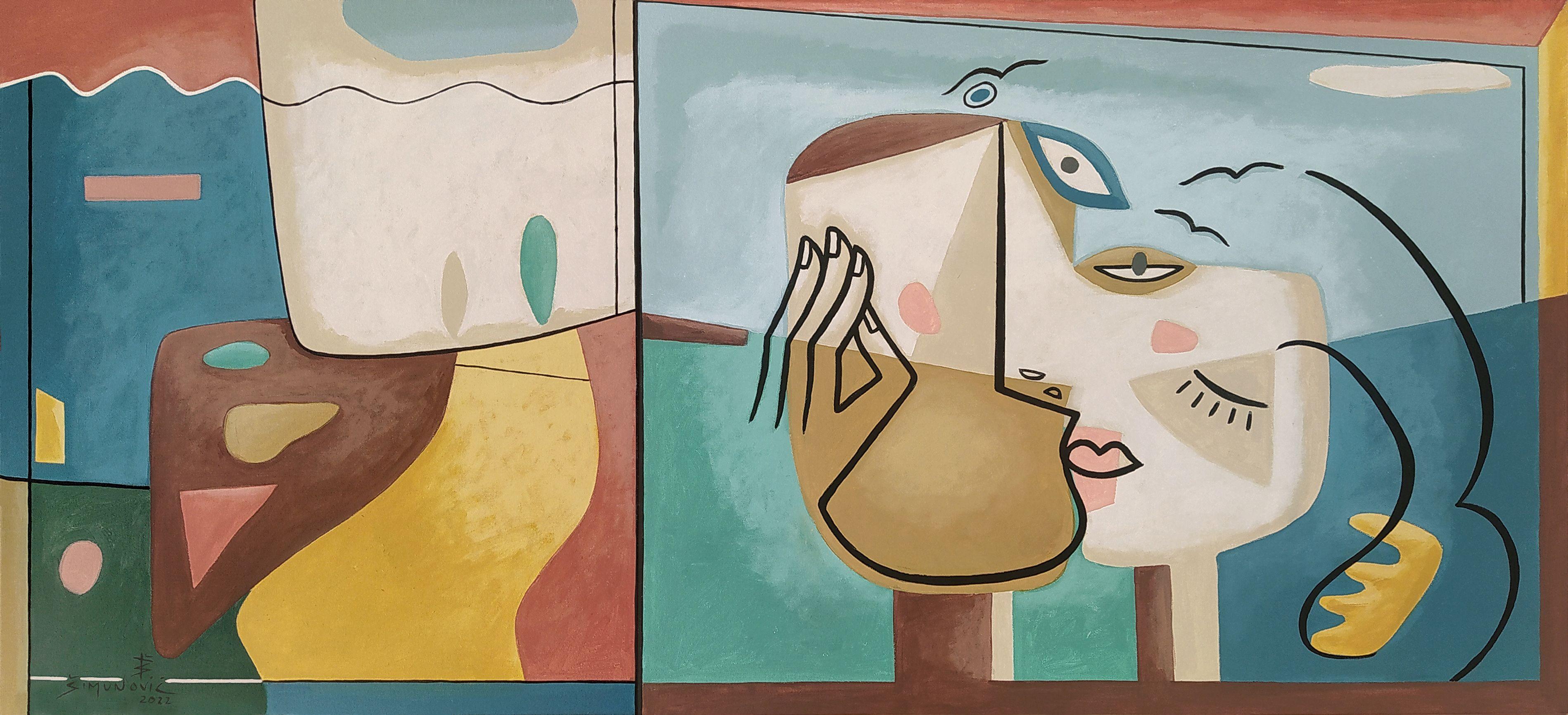 Mi alma gemela, Pintura, Acrílico sobre lienzo - Painting de Bernard Simunovic