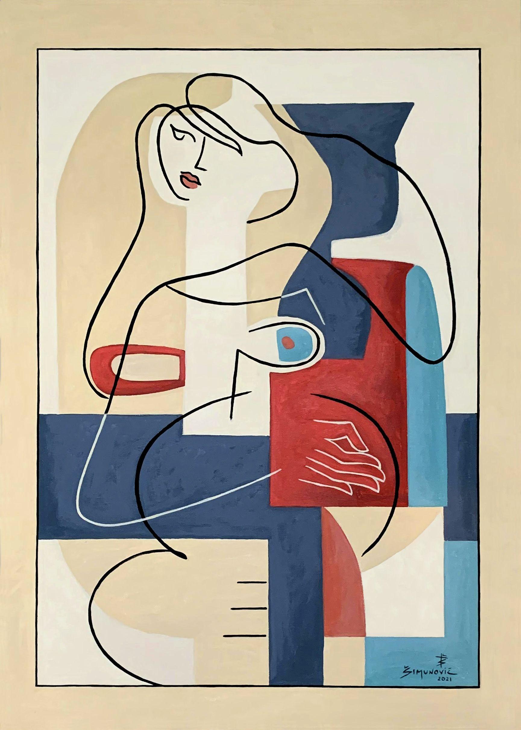 belleza del embarazo, Pintura, Acrílico sobre lienzo - Painting de Bernard Simunovic