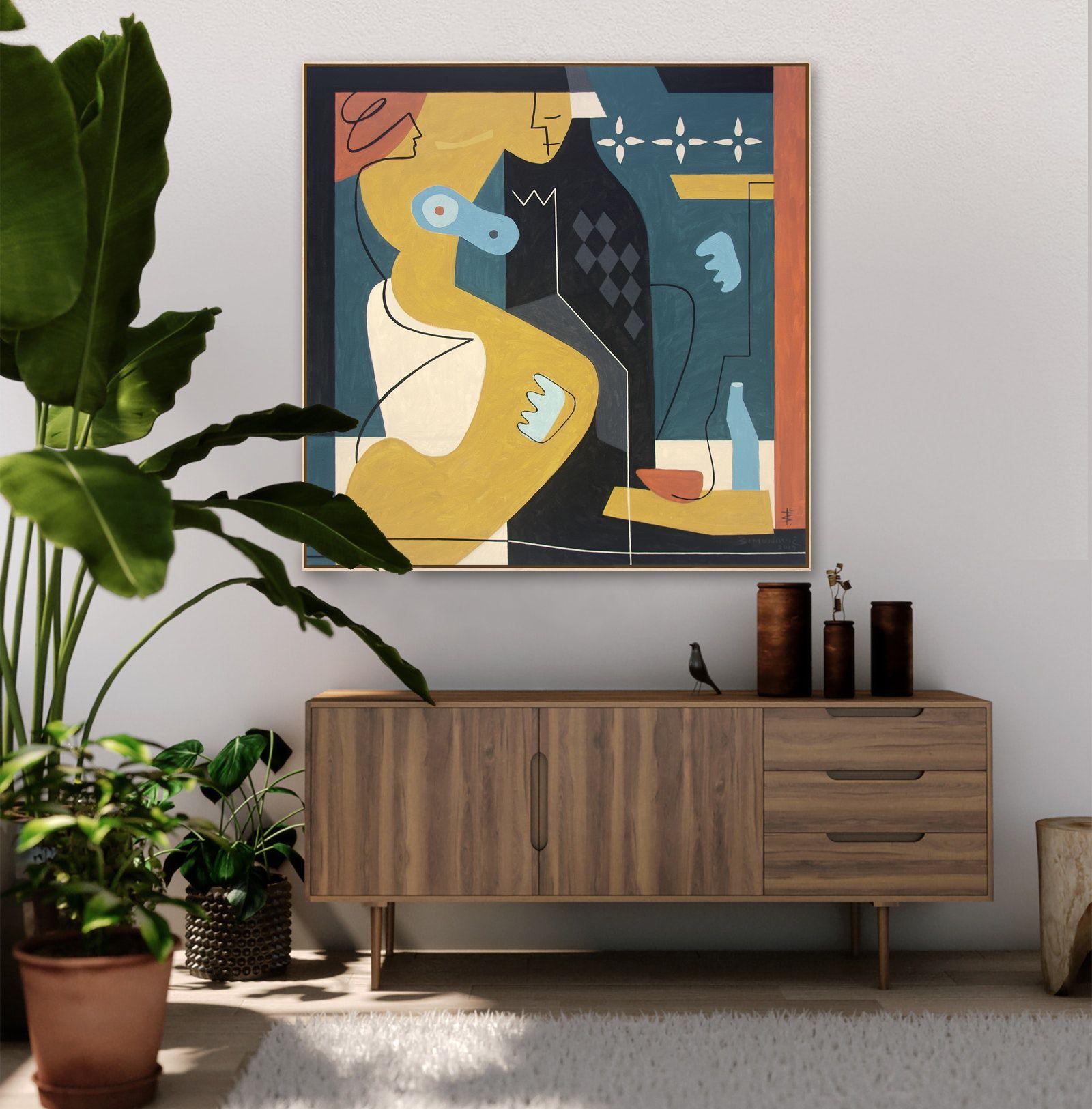 Reina de mi castillo  Bernard Simunovic, Alemania, 2019  Acrílico sobre lienzo,  100 x 100 cm :: Pintura :: Moderna :: Esta obra viene con un certificado oficial de autenticidad firmado por el artista :: Lista para colgar: No :: Firmado: Sí ::