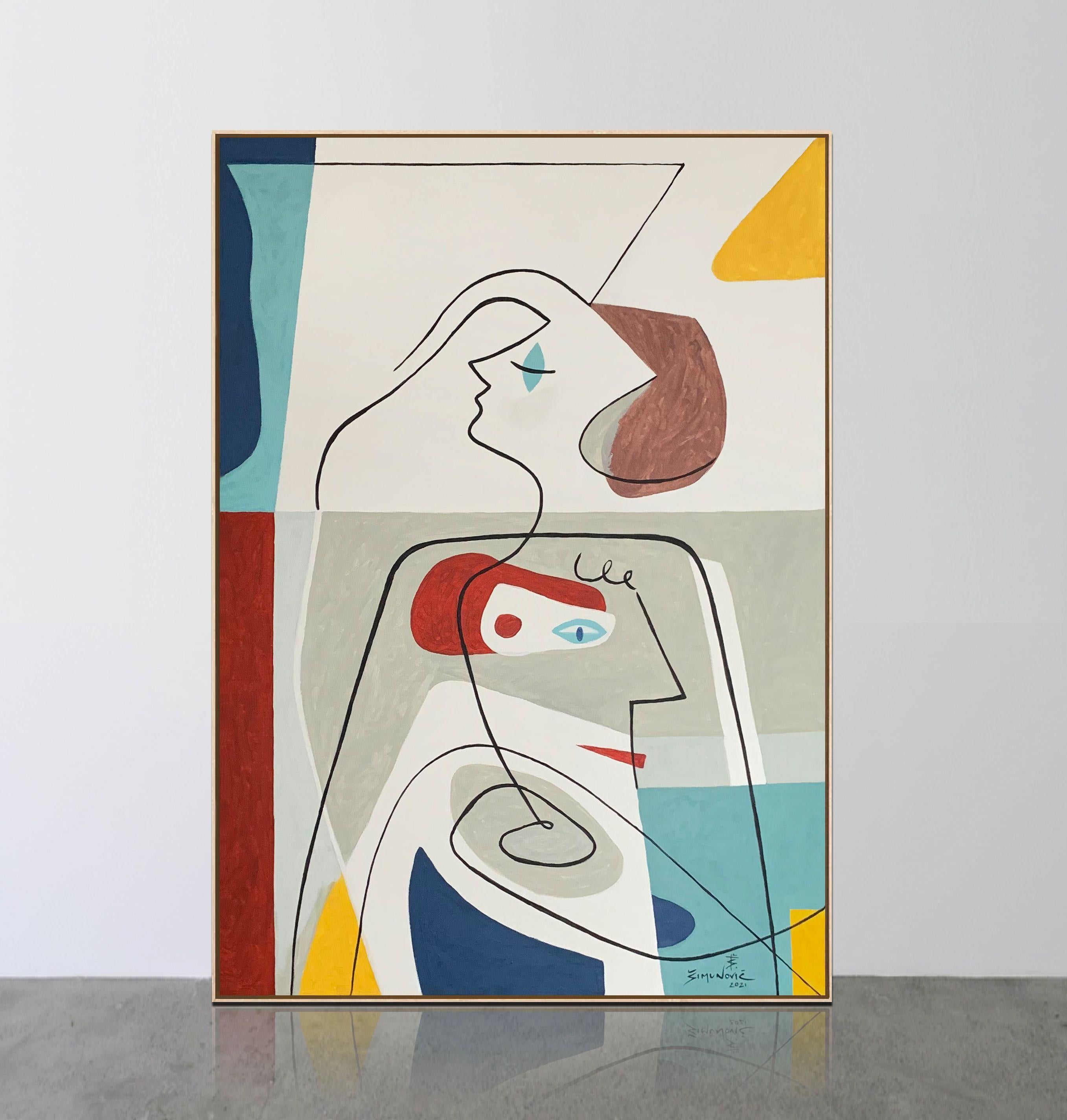 Relación  Bernard Simunovic, Alemania, 2021  Acryl auf Leinwand, 100 x 70 cm :: Pintura :: Contemporánea :: Esta obra viene con un certificado oficial de autenticidad firmado por el artista :: Lista para colgar: No :: Firmado: Sí :: Ubicación de la