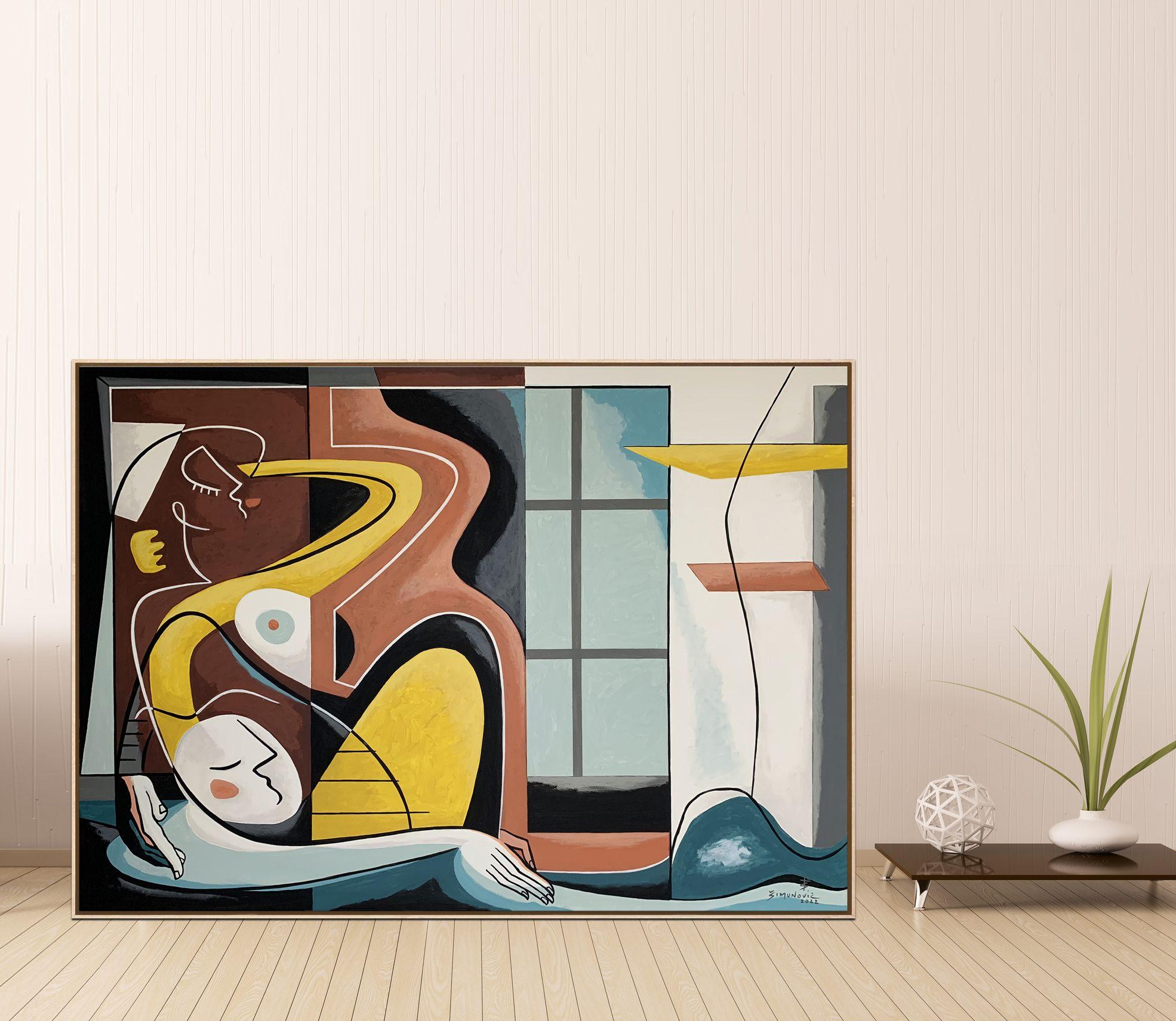 Bagno rilassante  Bernard Simunovic, Germania, 2022  Acrilico su tela, 110 x 155 cm :: Pittura :: Espressionismo :: Questo pezzo viene fornito con un certificato ufficiale di autenticità firmato dall'artista :: Pronto da appendere: No :: Firmato: