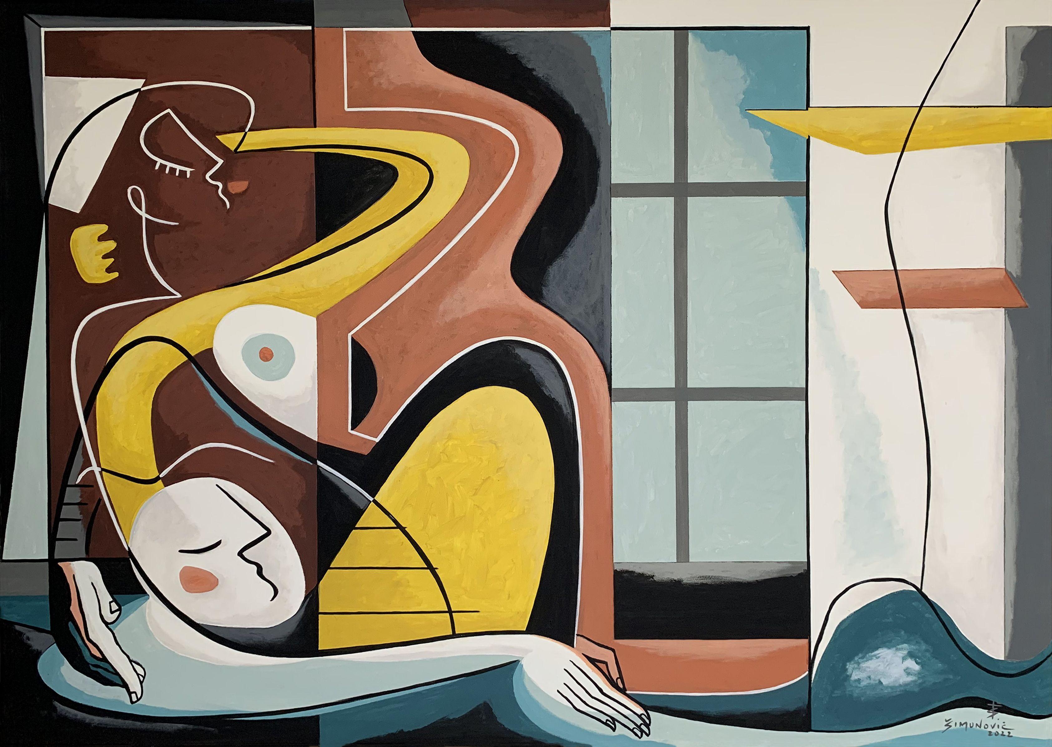 Bagno rilassante, Pittura, Acrilico su tela - Painting di Bernard Simunovic