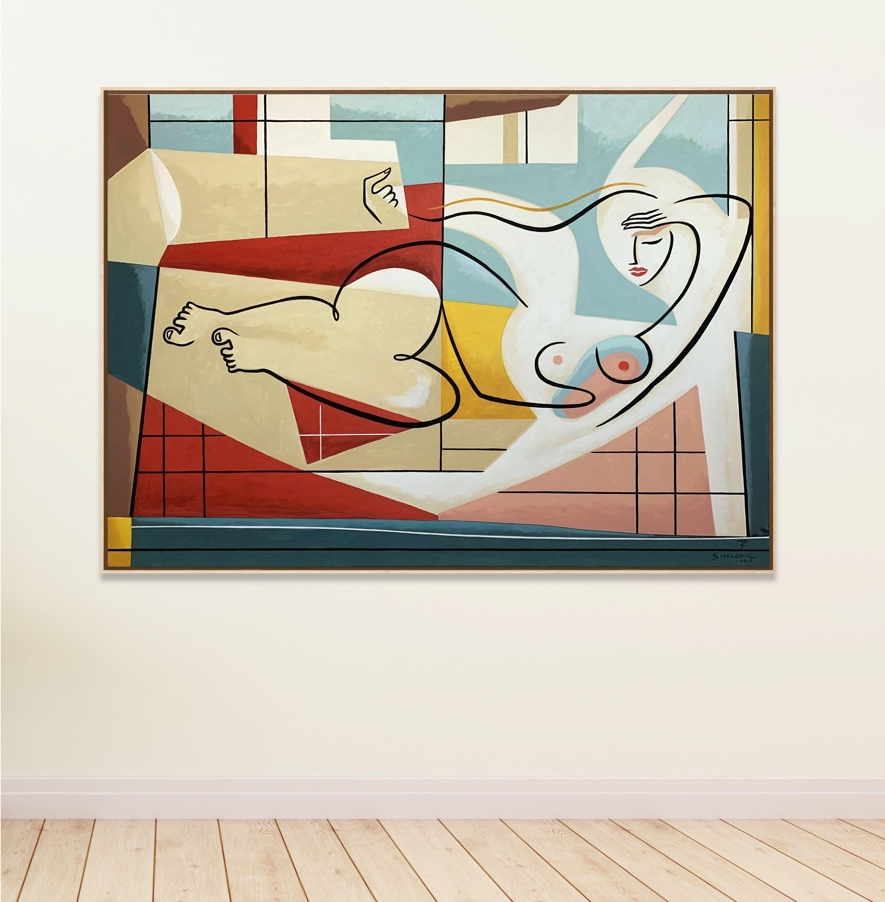 Belleza sensual, Pintura, Acrílico sobre lienzo - Painting Contemporáneo de Bernard Simunovic