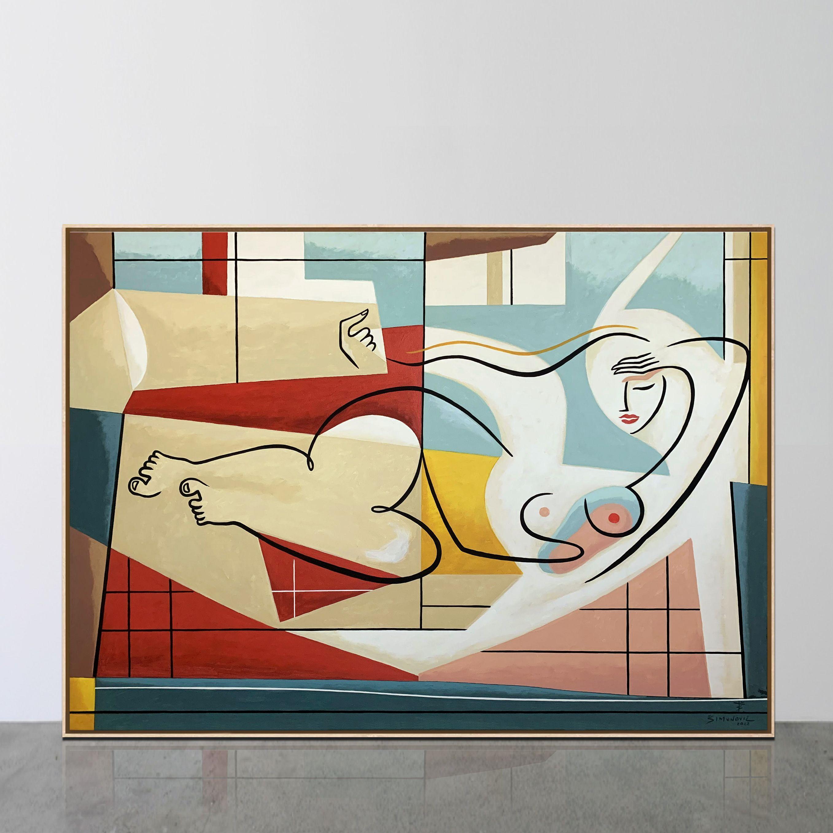 Belleza sensual  Bernard Simunovic, Alemania, 2022  Acrílico sobre Lienzo, 100 x 140 cm :: Pintura :: Contemporánea :: Esta obra viene con un certificado oficial de autenticidad firmado por el artista :: Lista para colgar: No :: Firmado: Sí ::
