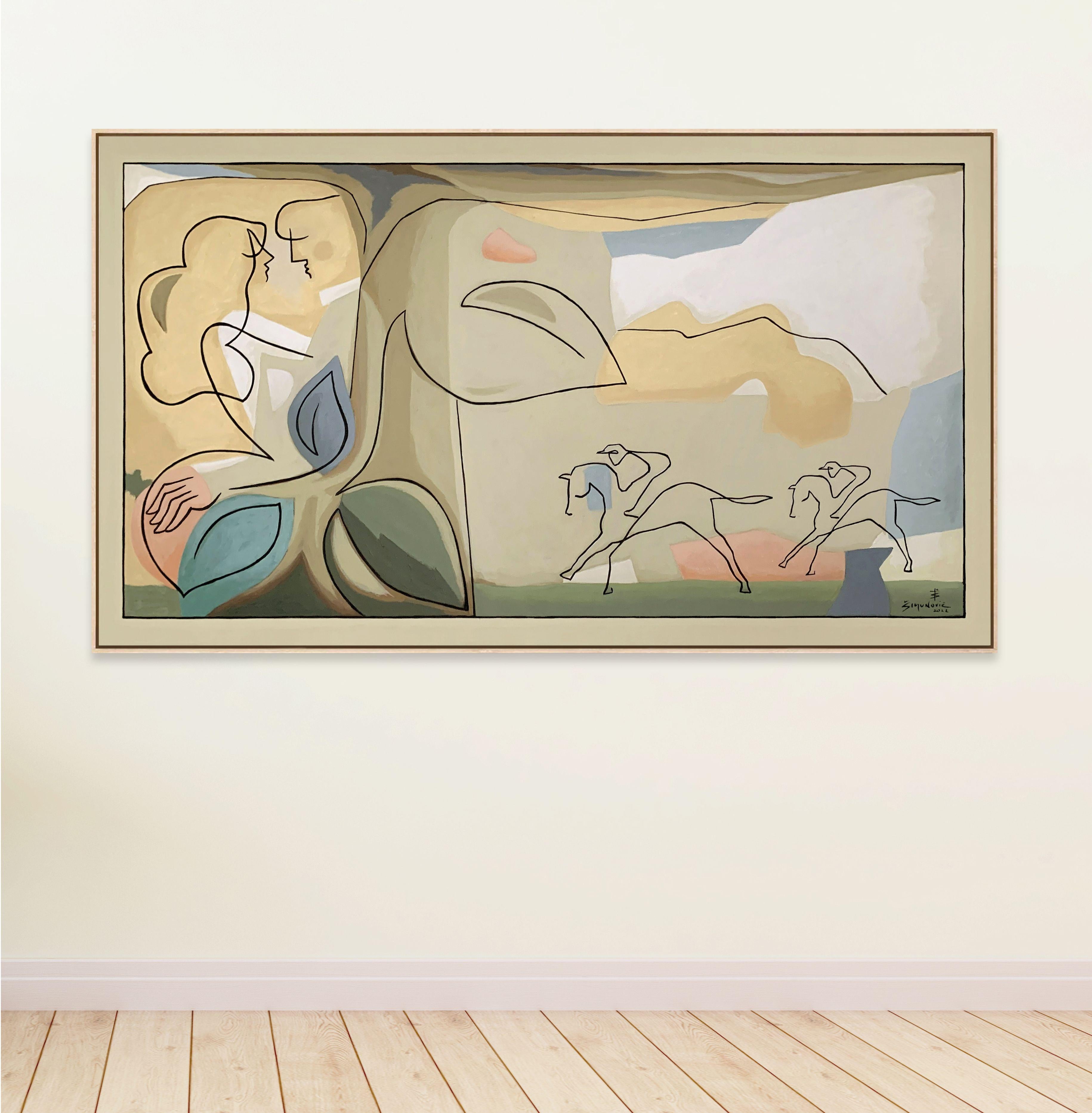 mattina di primavera  Bernard Simunovic, Germania, 2022  Acrilico su tela, 85 x 150 cm :: Pittura :: Contemporanea :: Questo pezzo viene fornito con un certificato ufficiale di autenticità firmato dall'artista :: Pronto da appendere: No :: Firmato: