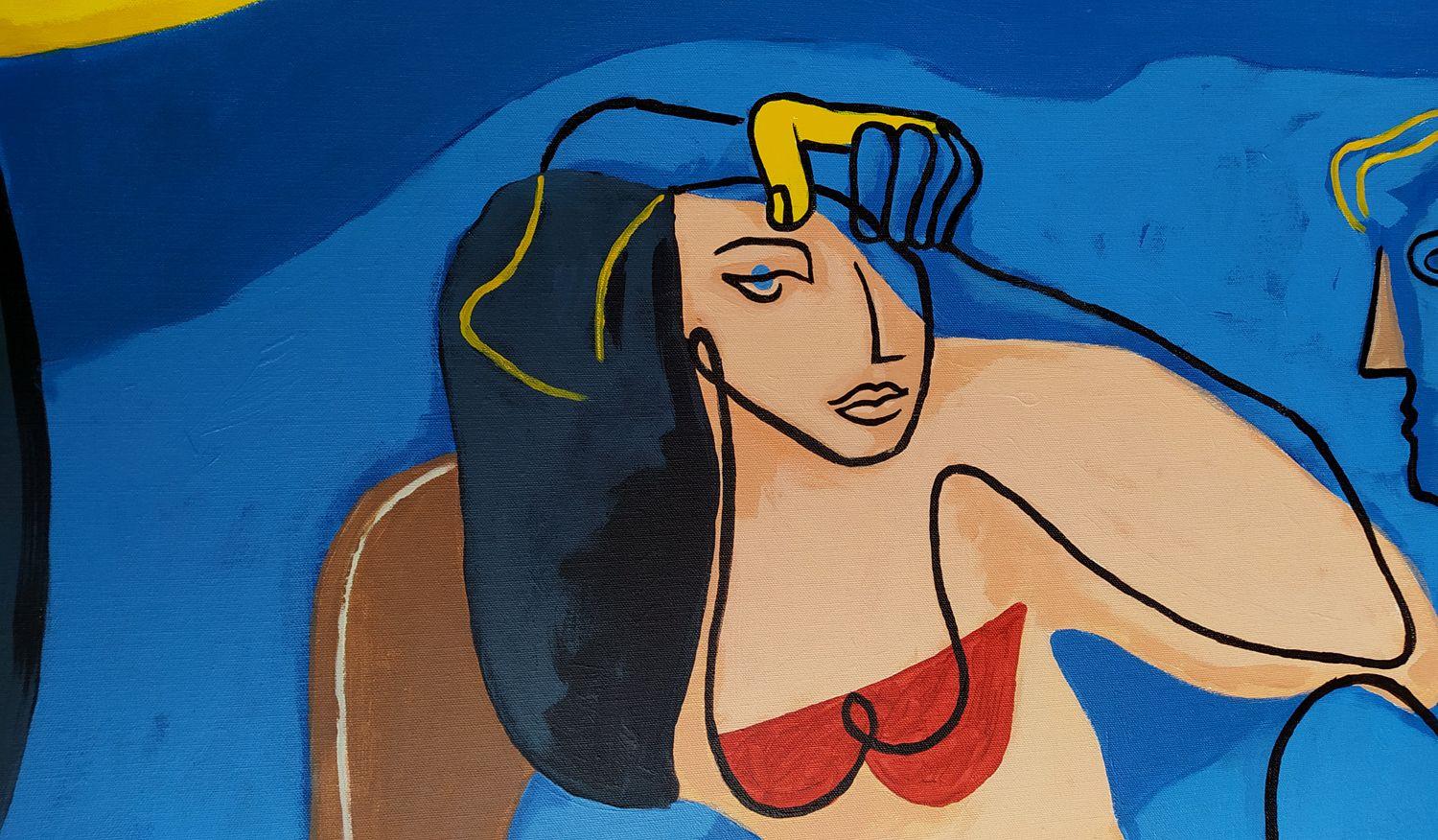 La notte in piscina, Pittura, Acrilico su tela - Painting Contemporaneo di Bernard Simunovic