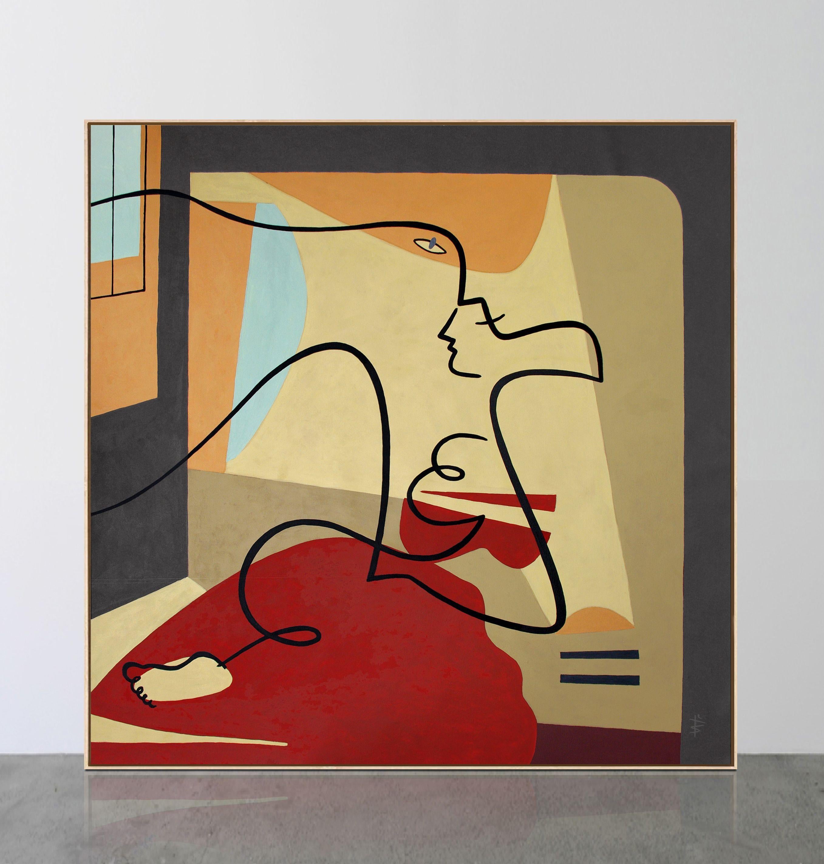 DUE ANIME  Bernard Simunovic, Germania, 2018  Acrilico su tela,   155x155cm :: Pittura :: Espressionismo :: Questo pezzo viene fornito con un certificato ufficiale di autenticità firmato dall'artista :: Pronto da appendere: No :: Firmato: Yes ::