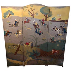 Bernard Steffen "Persian Panorama" Tri-Fold Wood Screen, Bernard Steffen Denmark